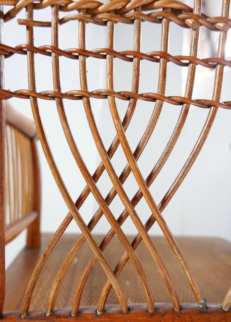 photo vinterior Jardin D'hiver High Back Armchair, Wood & Wicker, Mid Century Modern