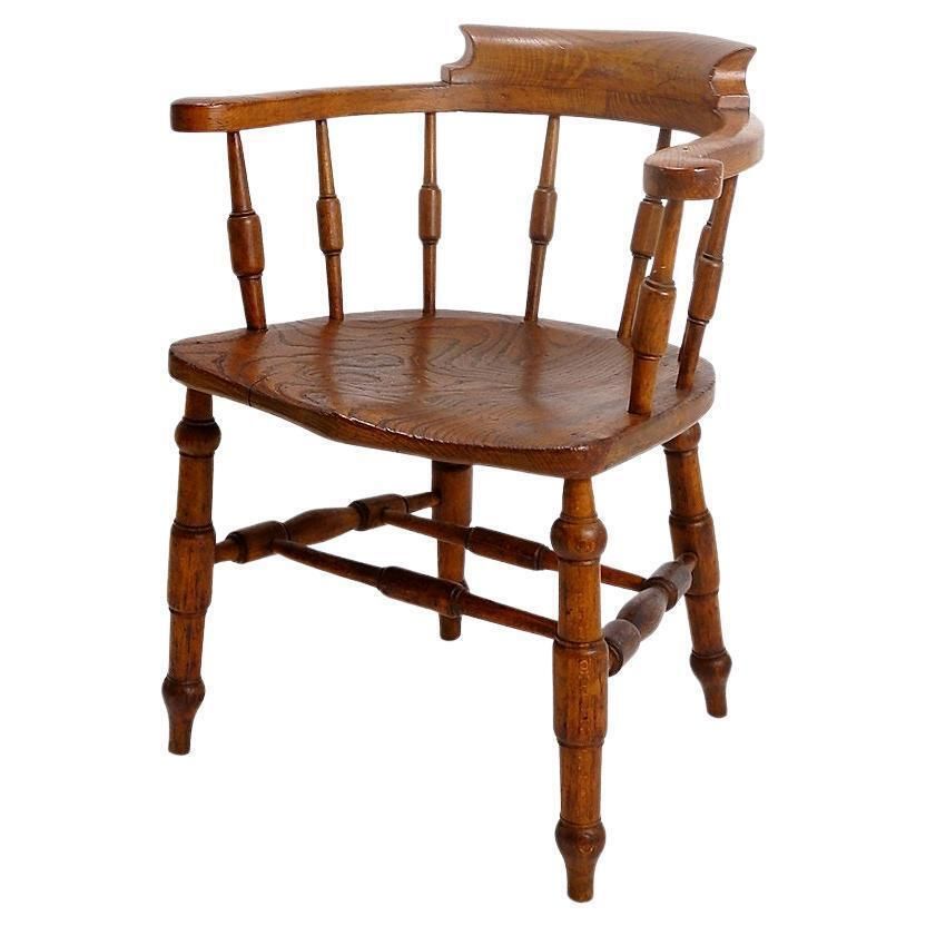 English 19th Century Smokers Bow Chair   Elm Wood