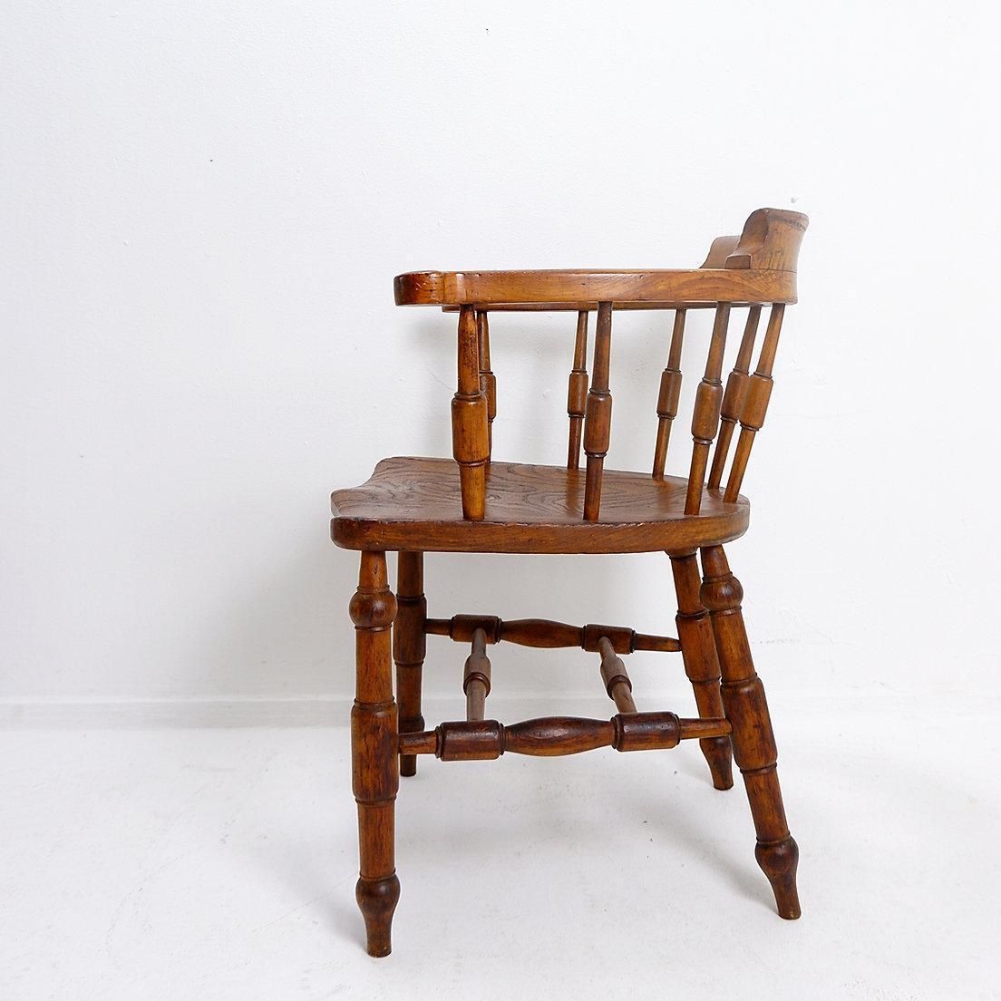English 19th Century Smokers Bow Chair   Elm Wood photo furniture