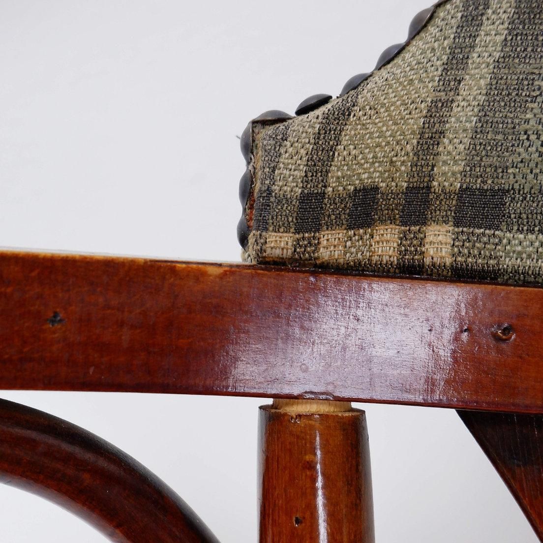photo vintage Pair Of "Palmette" Armchairs In Bentwood   Hilma/Belgium   Original Upholstery
