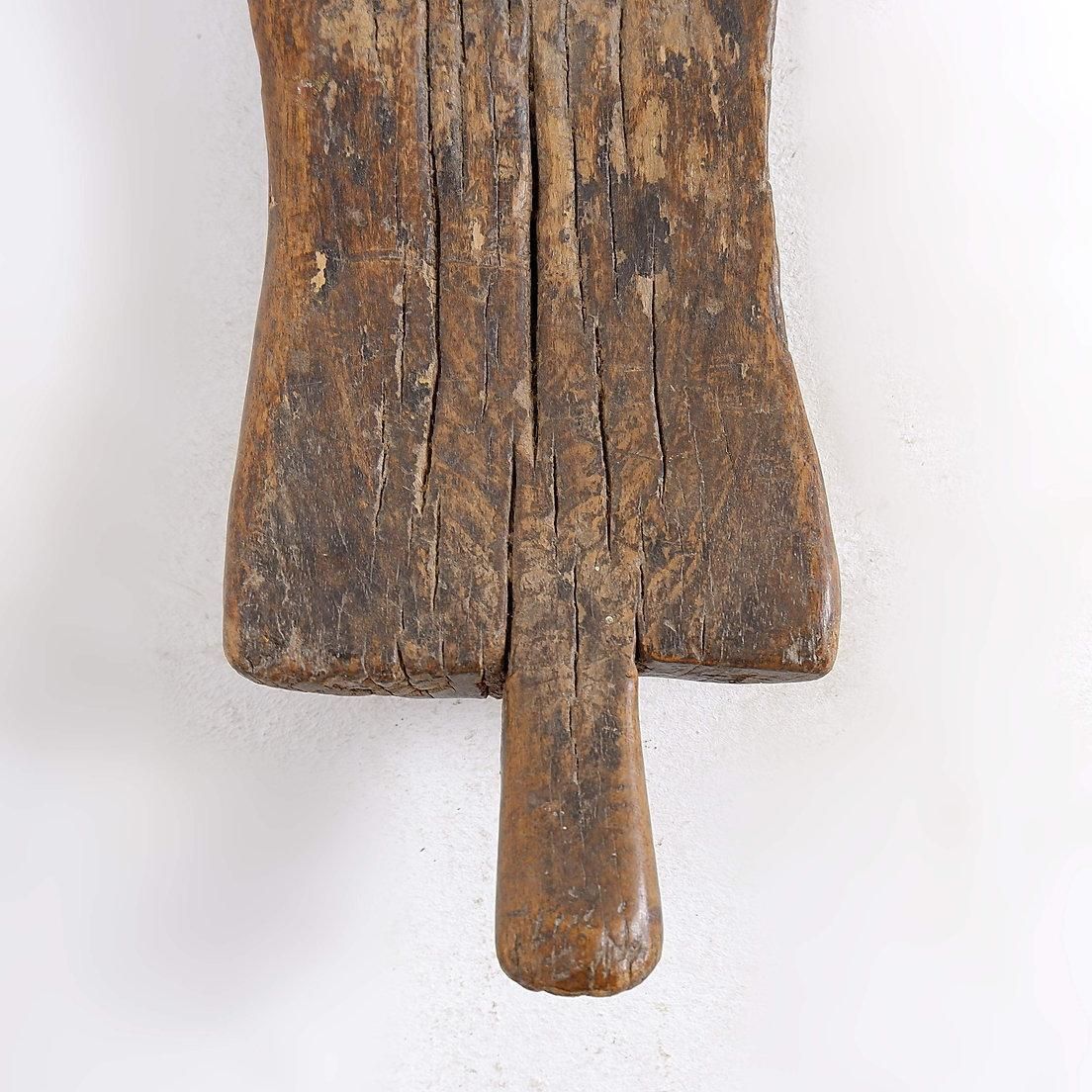 Senufo Hand Carved Wood Bench, Vintage African Stool, Mid 20th Century photo vinterior