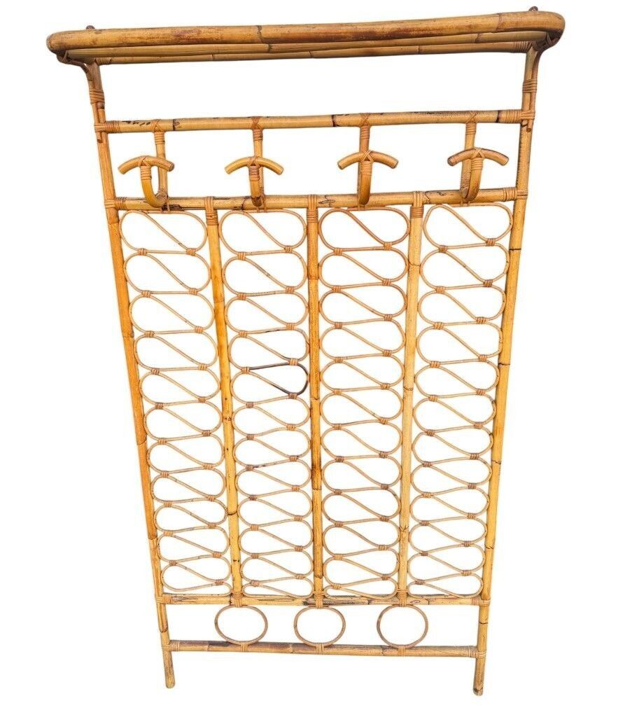 1550.0 An Italian 1970s Full Length Bamboo Coat And Hat Rack With Top Shelf. photo