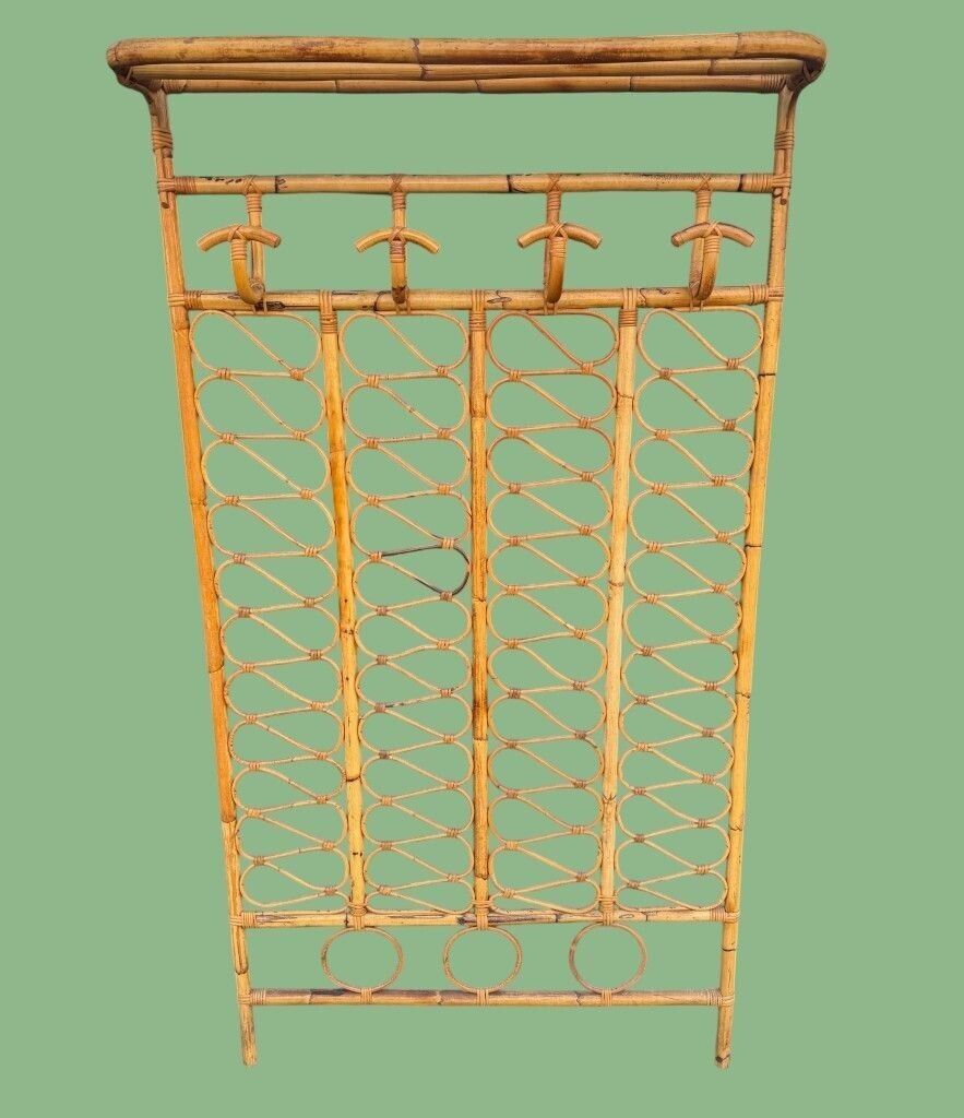 photo buy An Italian 1970s Full Length Bamboo Coat And Hat Rack With Top Shelf.