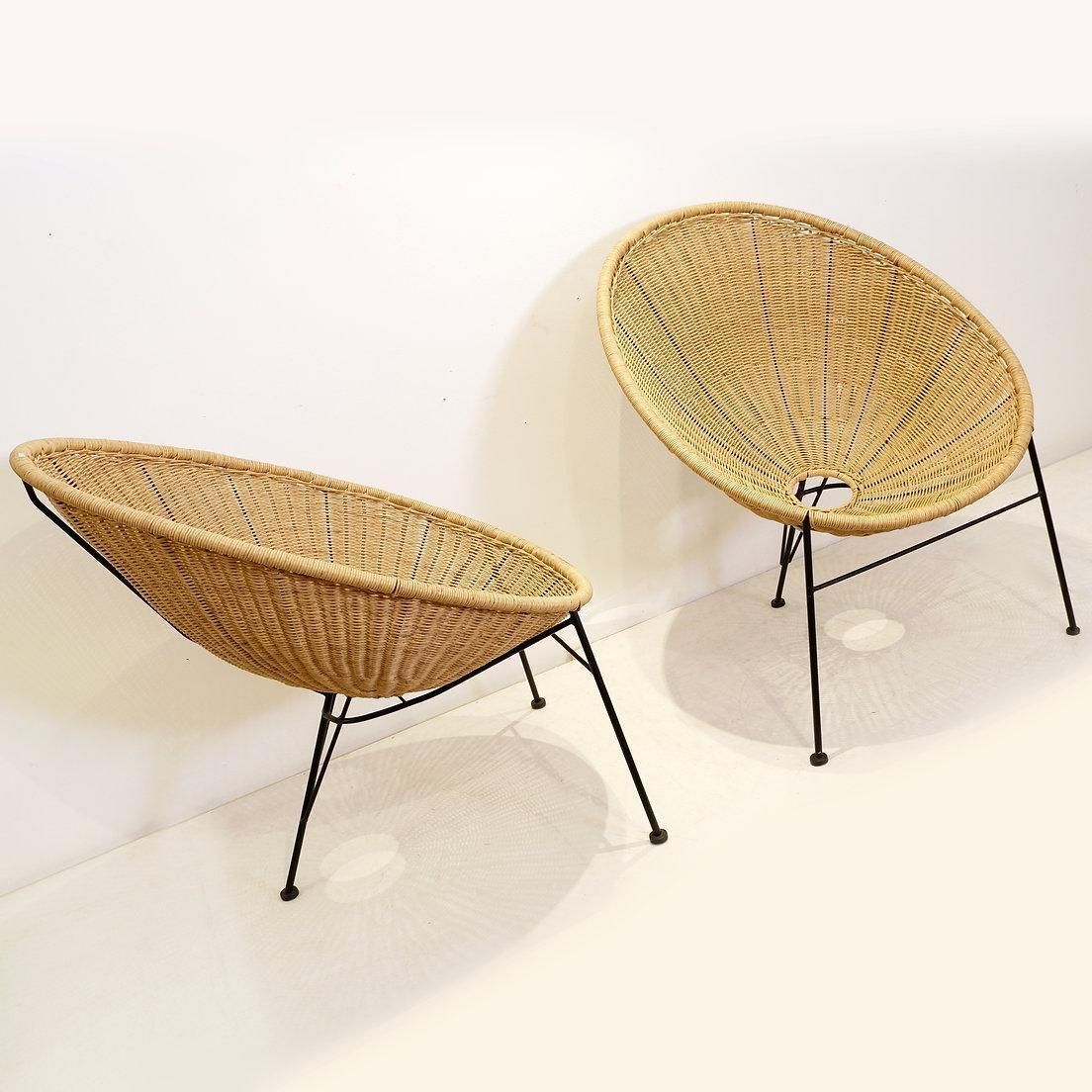 Bohemian Armchairs In Synthetic Wicker And Metal Frame, Circa 1990 photo Garden Furniture