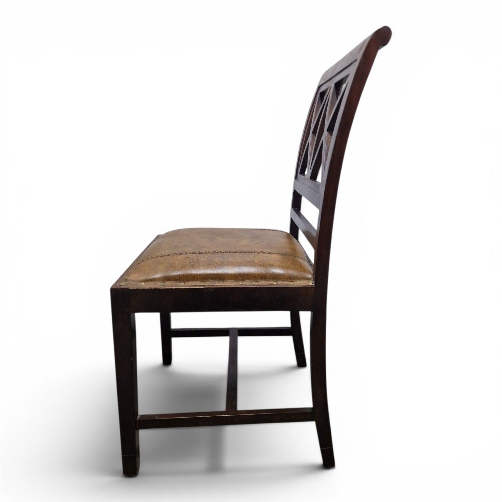photo buy Antique Mahogany Desk Chair Leather Seat Lattice Back Georgian Regency Style