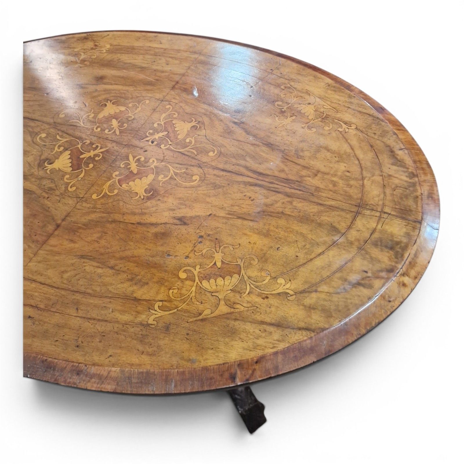 photo vinterior Antique Victorian Walnut Inlaid Tip Up Top Breakfast Centre Table Dining Oval
