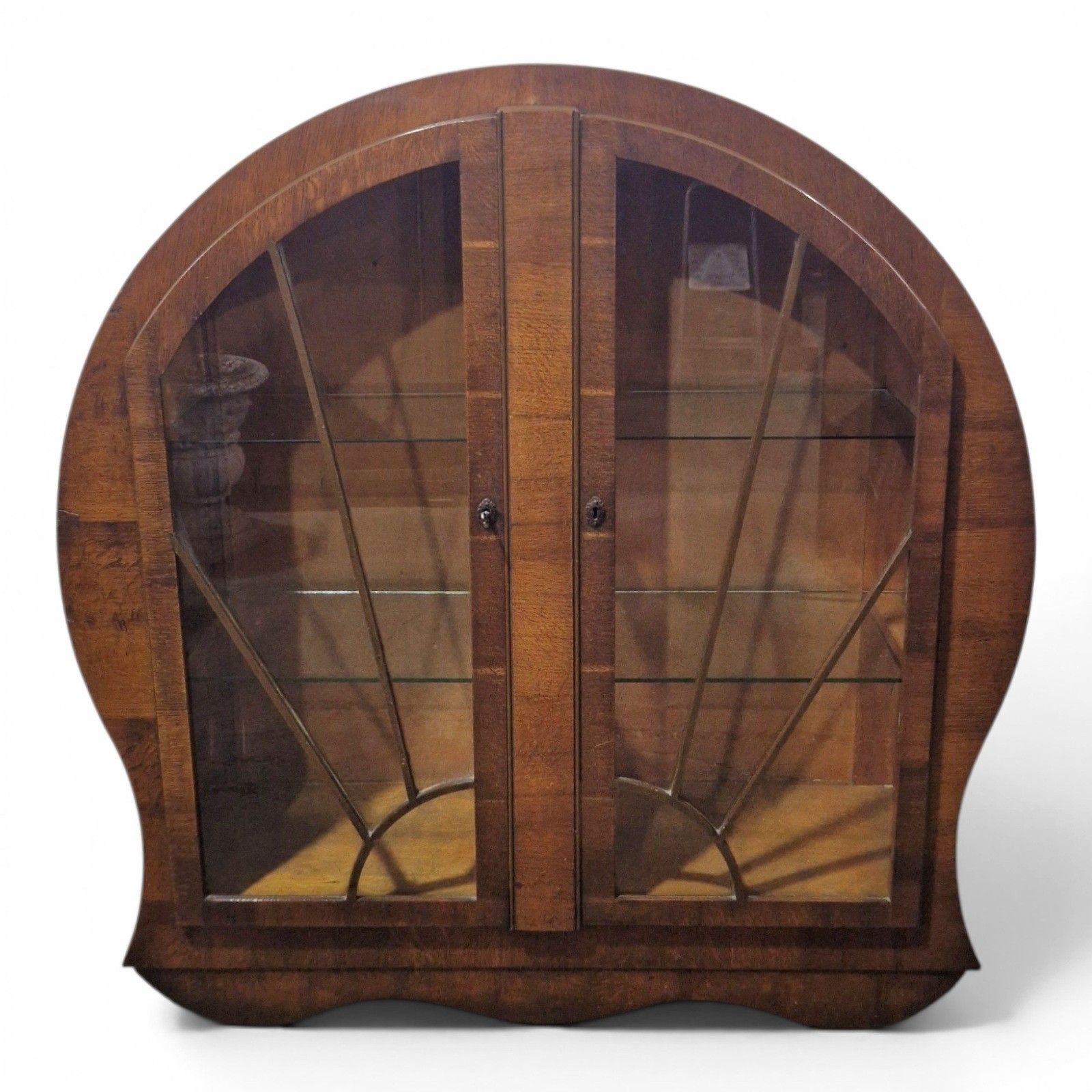 Art Deco Porthole Display Cabinet Glazed Mahogany Lockable Vintage Double Door photo furniture