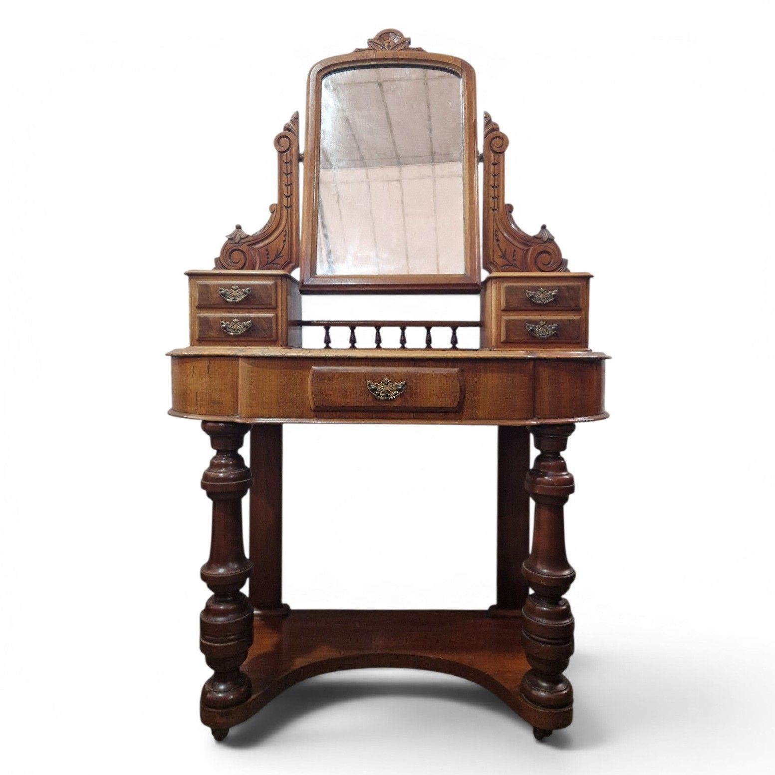 Antique Victorian Duchess Dressing Table Mahogany Vanity Mirror Carved photo furniture