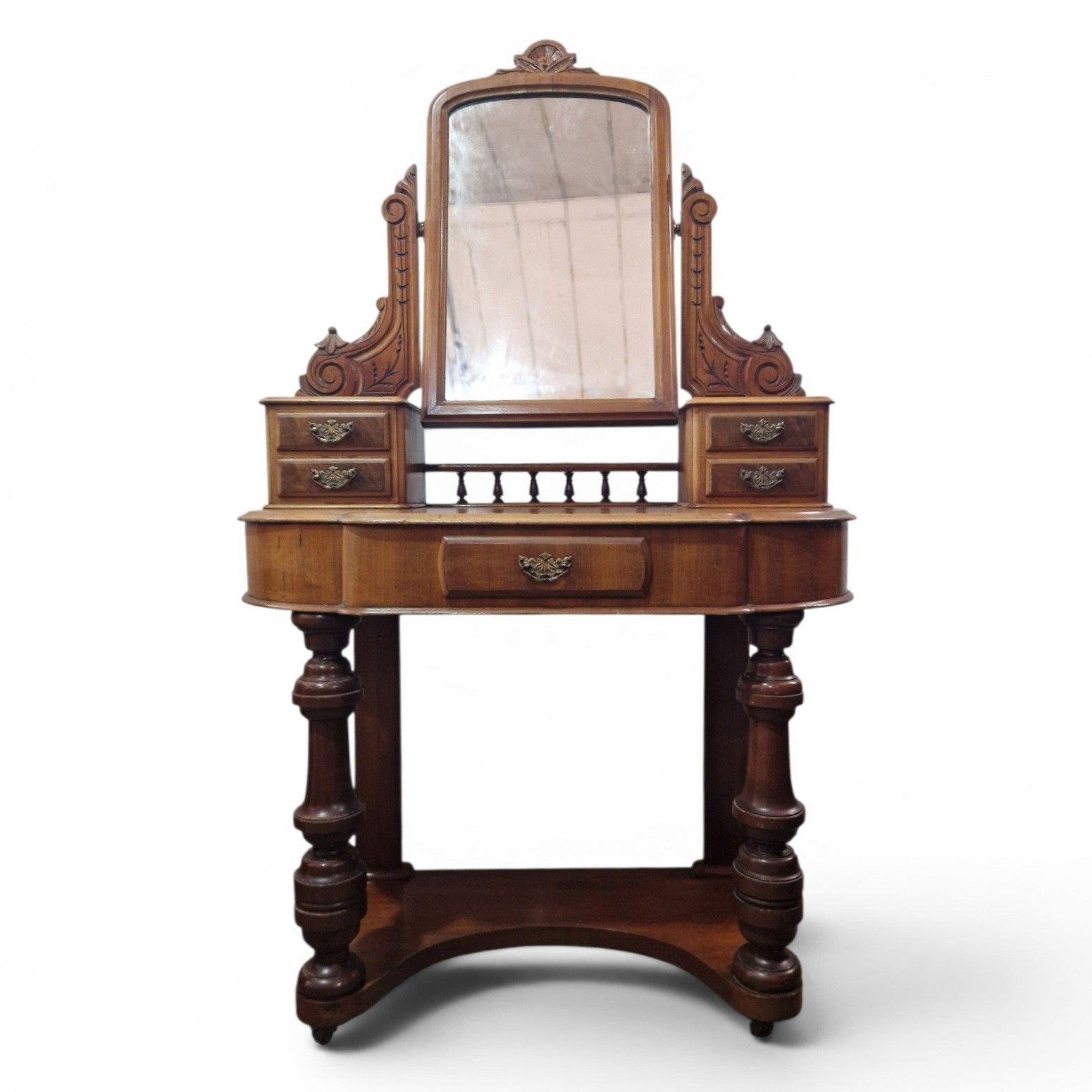 Antique Victorian Duchess Dressing Table Mahogany Vanity Mirror Carved photo for sale