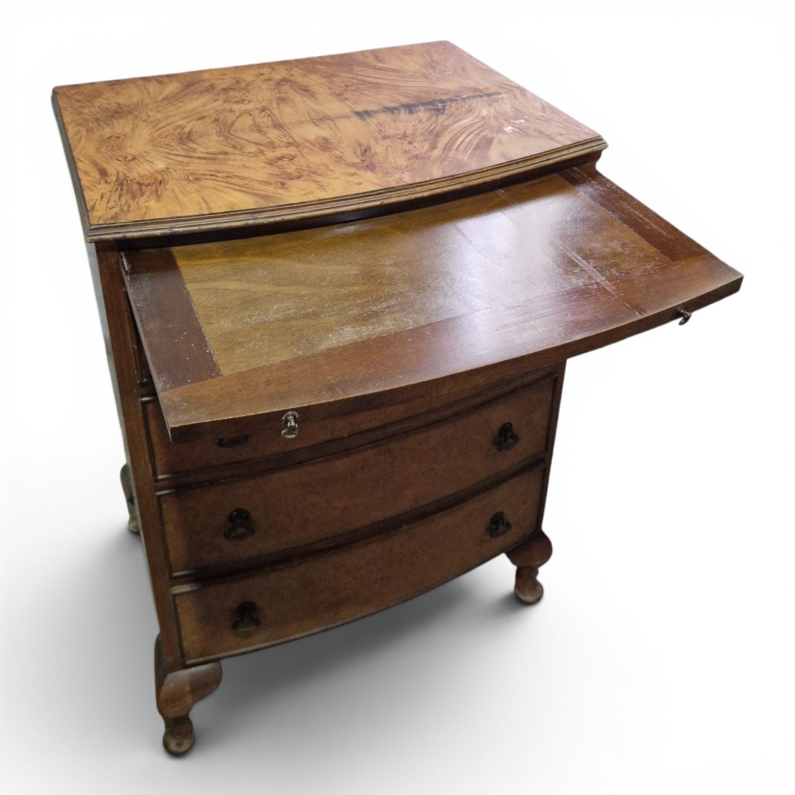 photo for sale Walnut Bow Front Chest 4 Drawers Brush Slide Cabriole Legs Antique Style