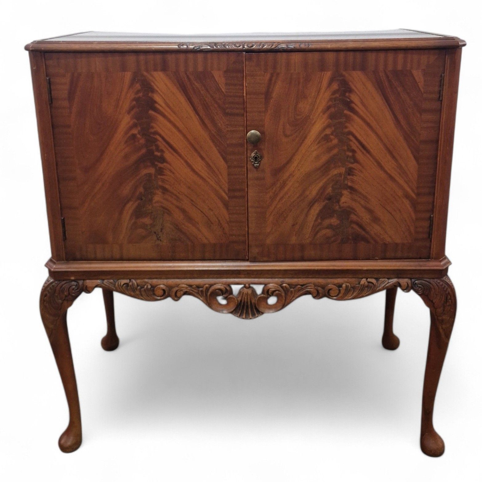 Queen Anne Style Drinks Cabinet Cocktail Mahogany Cabriole Legs Antique Style photo furniture