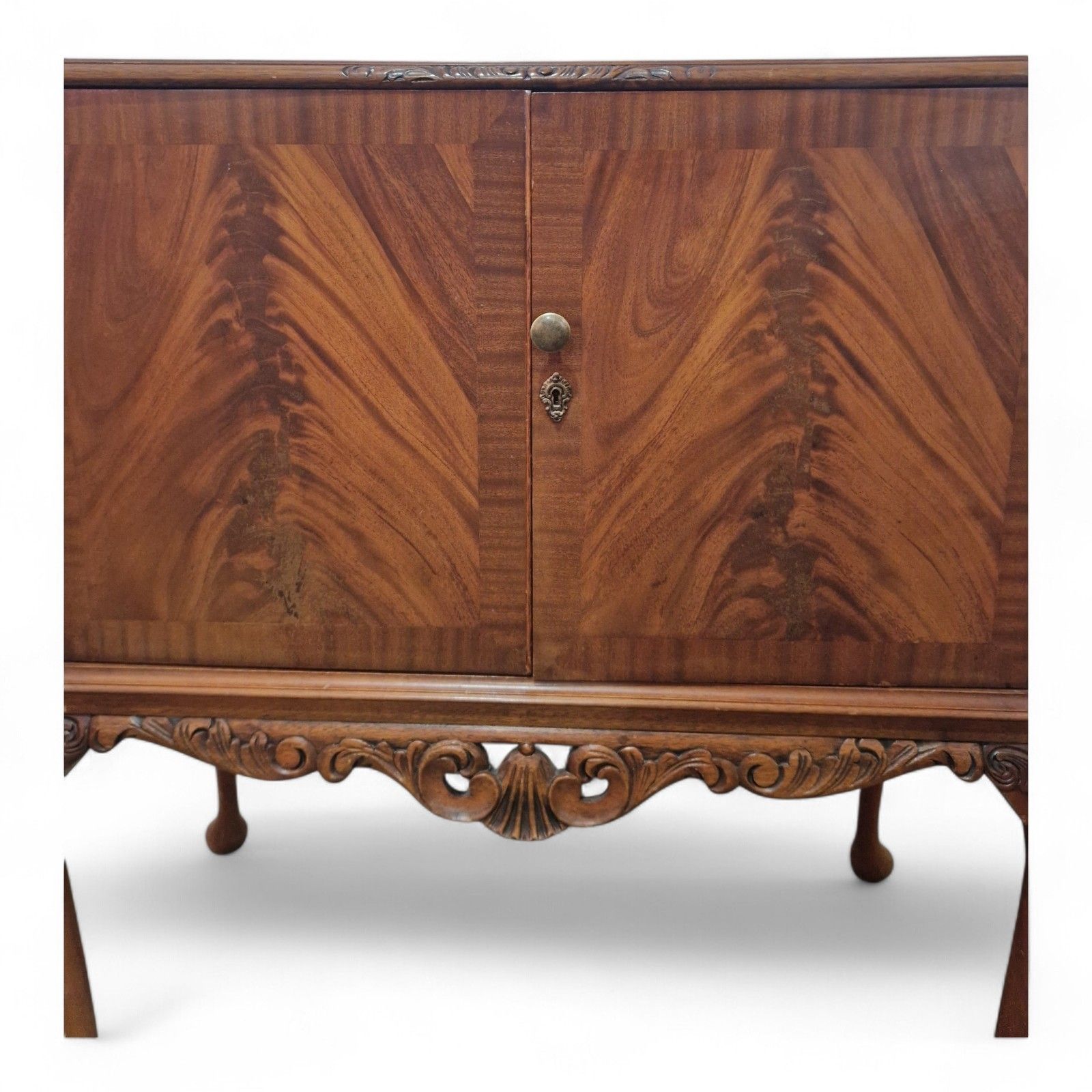 Queen Anne Style Drinks Cabinet Cocktail Mahogany Cabriole Legs Antique Style photo vinterior