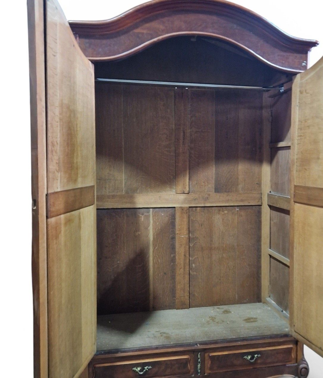 Furniture Large French Mirrored Armoire Wardrobe Double Door Hanging Closet Tall photo