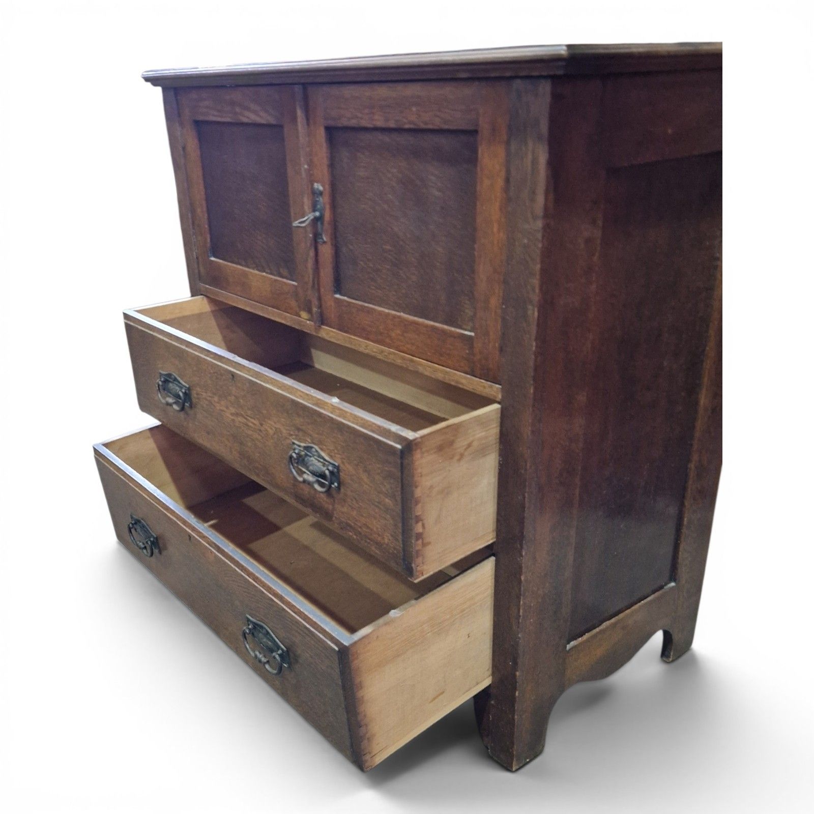 Arts & Crafts Oak Millinery Cabinet Linen Cupboard Storage Cabinet Drawers photo for sale