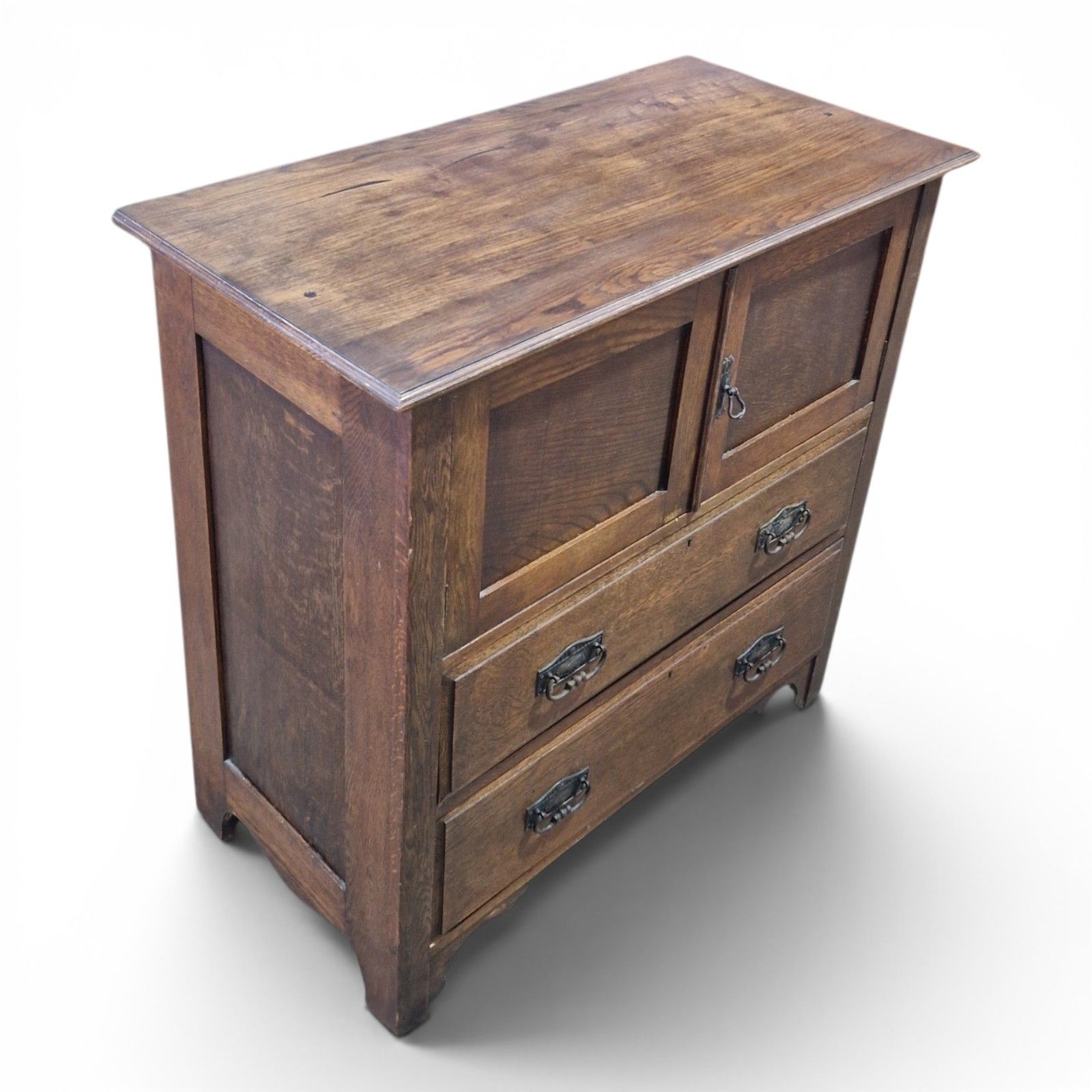 Furniture Arts & Crafts Oak Millinery Cabinet Linen Cupboard Storage Cabinet Drawers photo