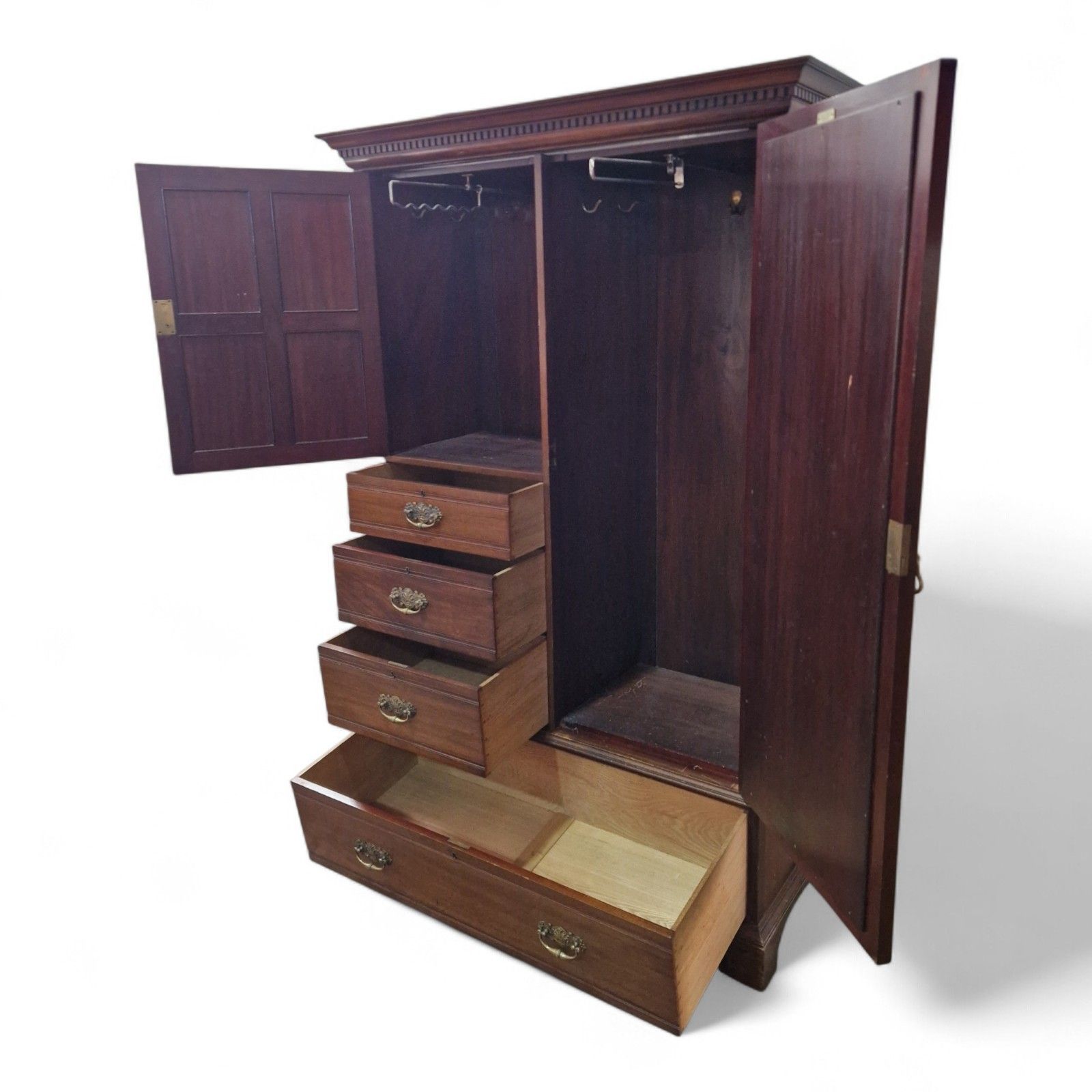 Furniture Scottish Mahogany Wardrobe Mirror Door Antique Combination Glasgow Ogilvie photo