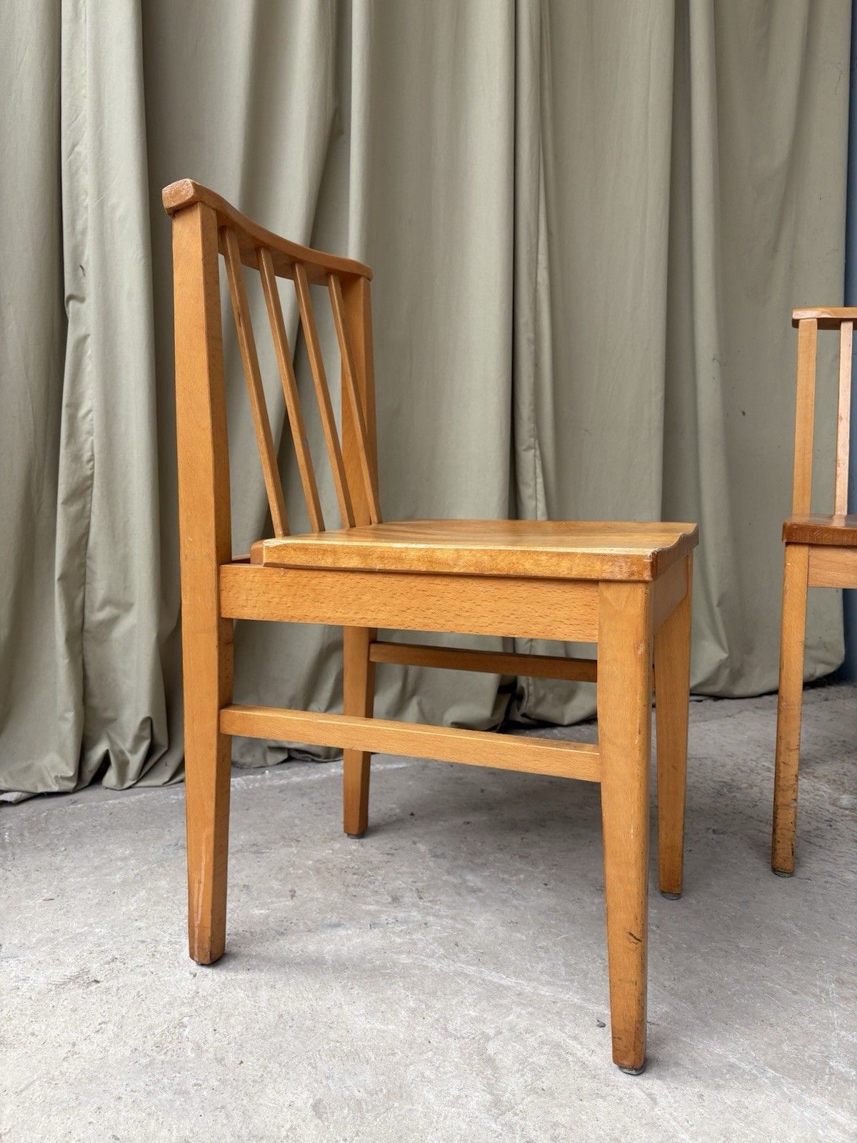 Vtg Mid Century 2 Pair Of Solid Beech Church Dining Chairs Scandi Danish R1192 photo 125.0