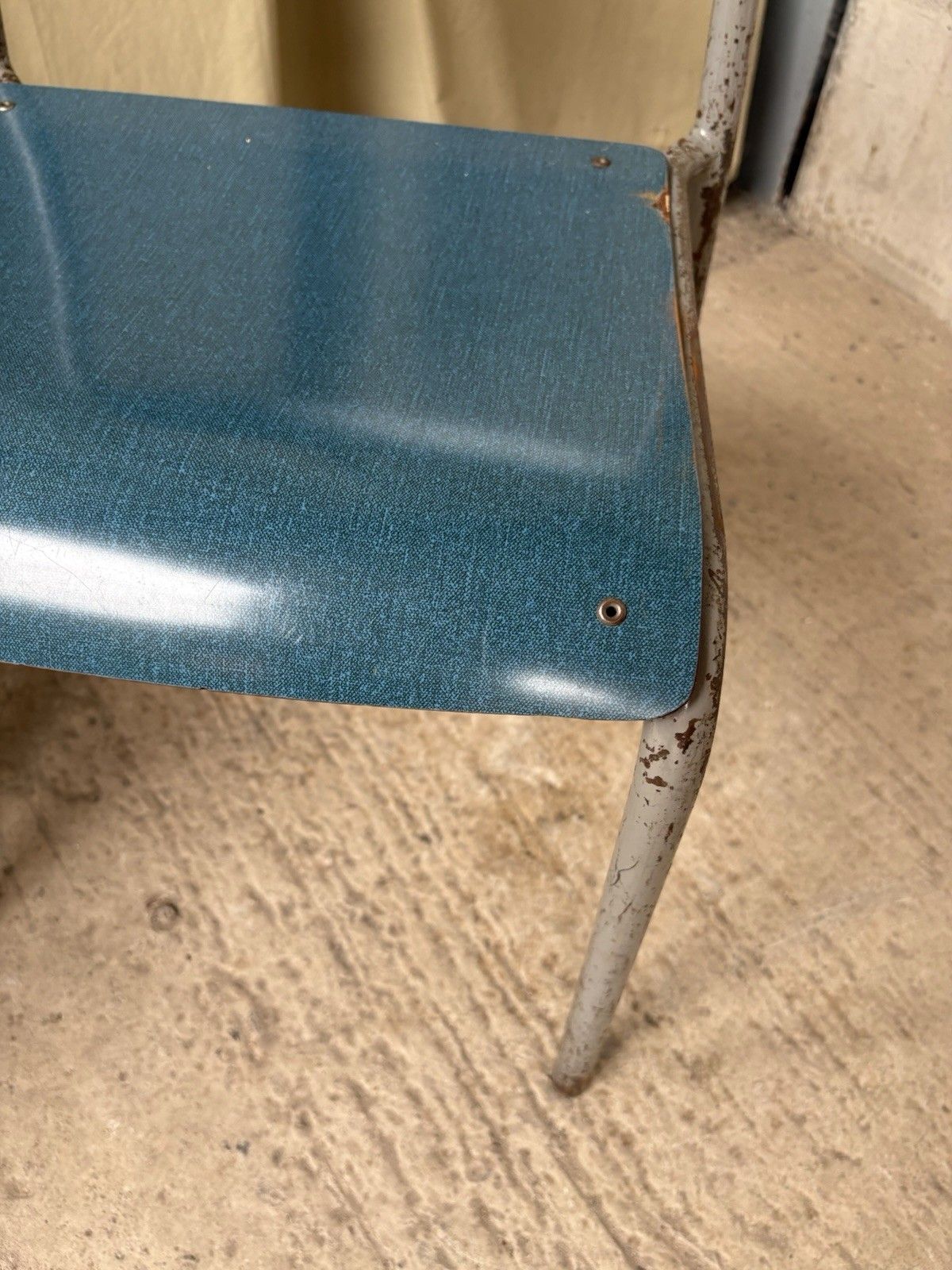 photo furniture Vtg Mid Century Industrial Metal Set Of 2 Stacking Dining Chairs Retro R1195