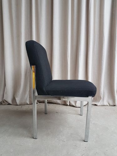 125.0 Vtg Mid Century Modernist Chrome Single Desk Dining Side Chair R767 photo
