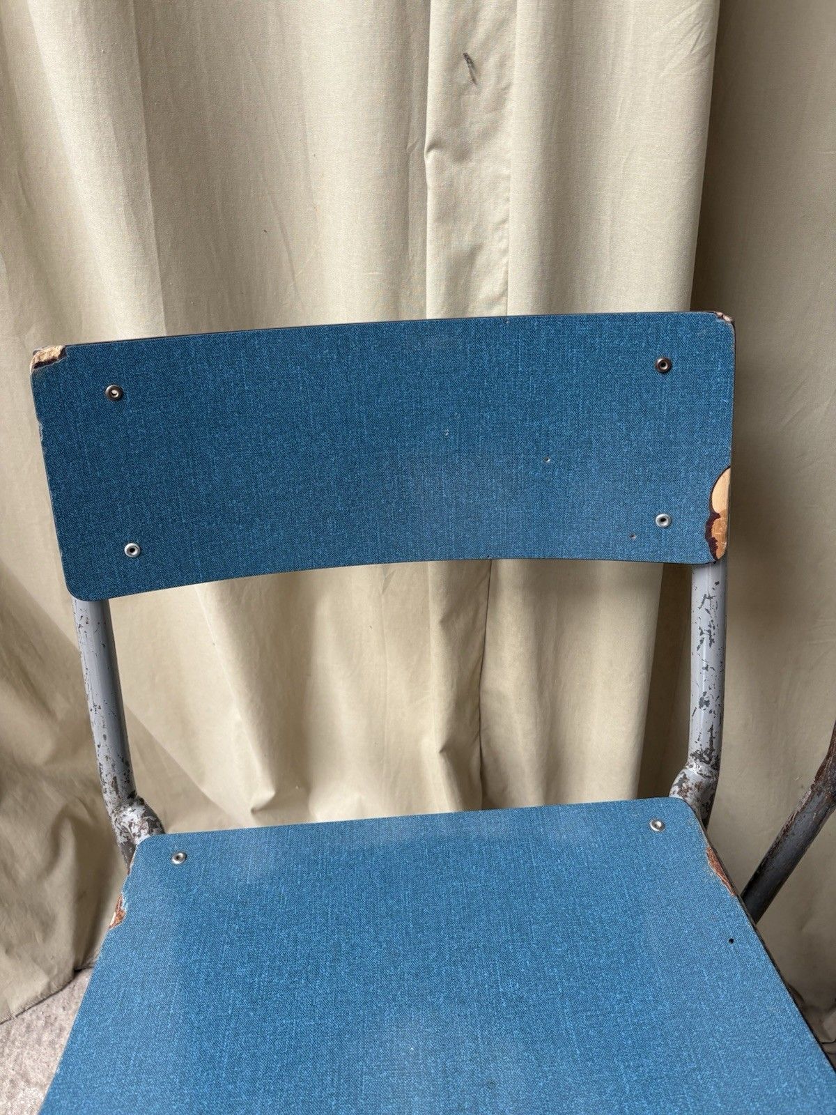 Vtg Mid Century Industrial Metal Set Of 6 Stacking Dining Chairs Retro R1196 photo buy