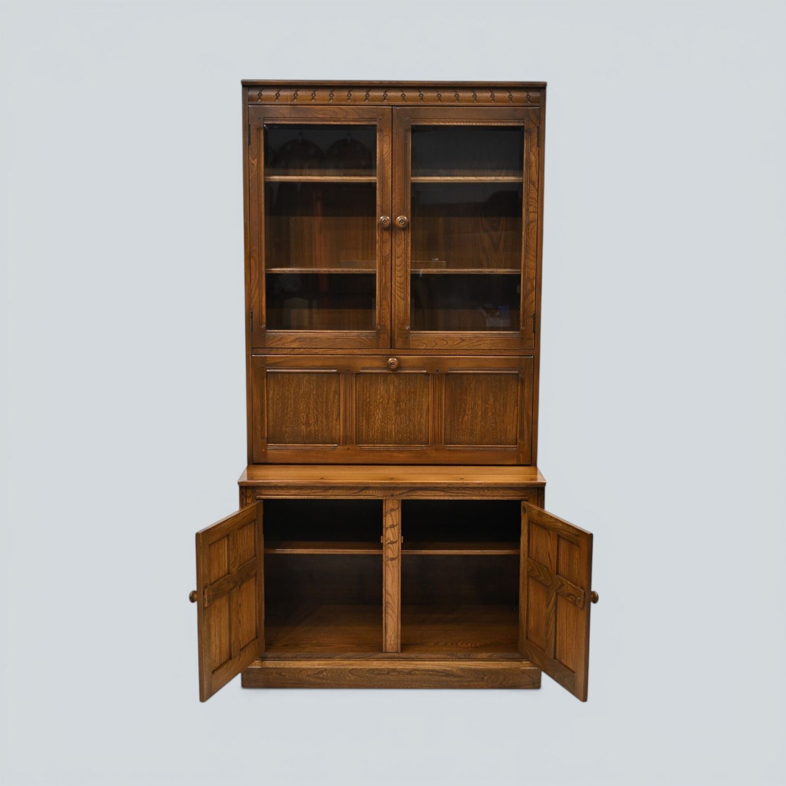 photo for sale Ercol Mural Wall Unit Display/Drinks Cabinet Golden Dawn Finish Free Uk Delivery