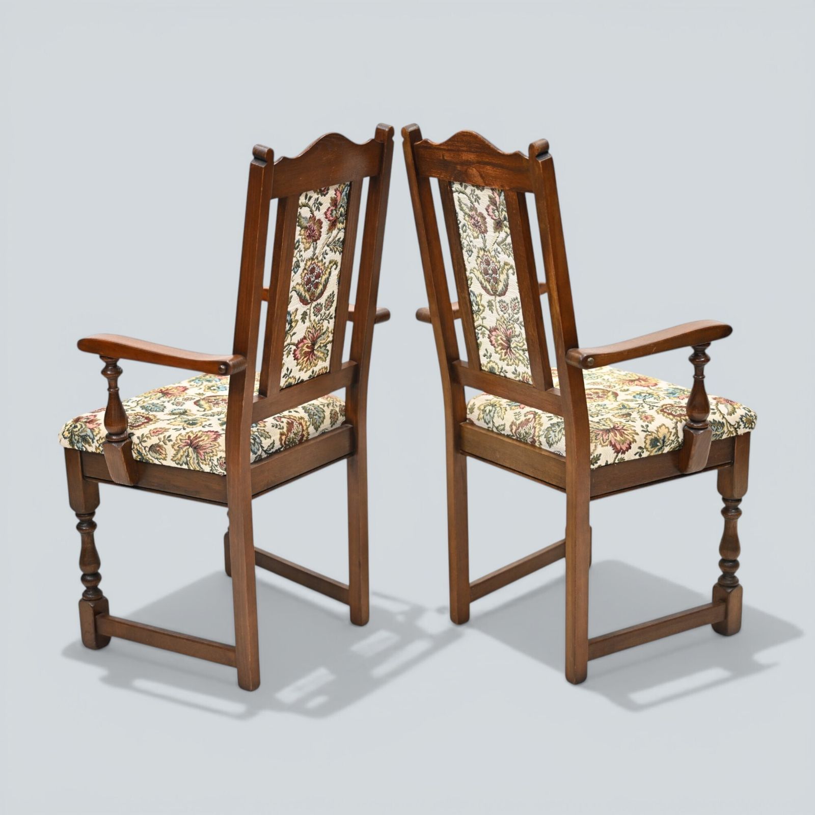 2 Old Charm Dining Chairs Carvers Solid Oak Tudor Brown Trellis Free Uk Delivery photo Furniture