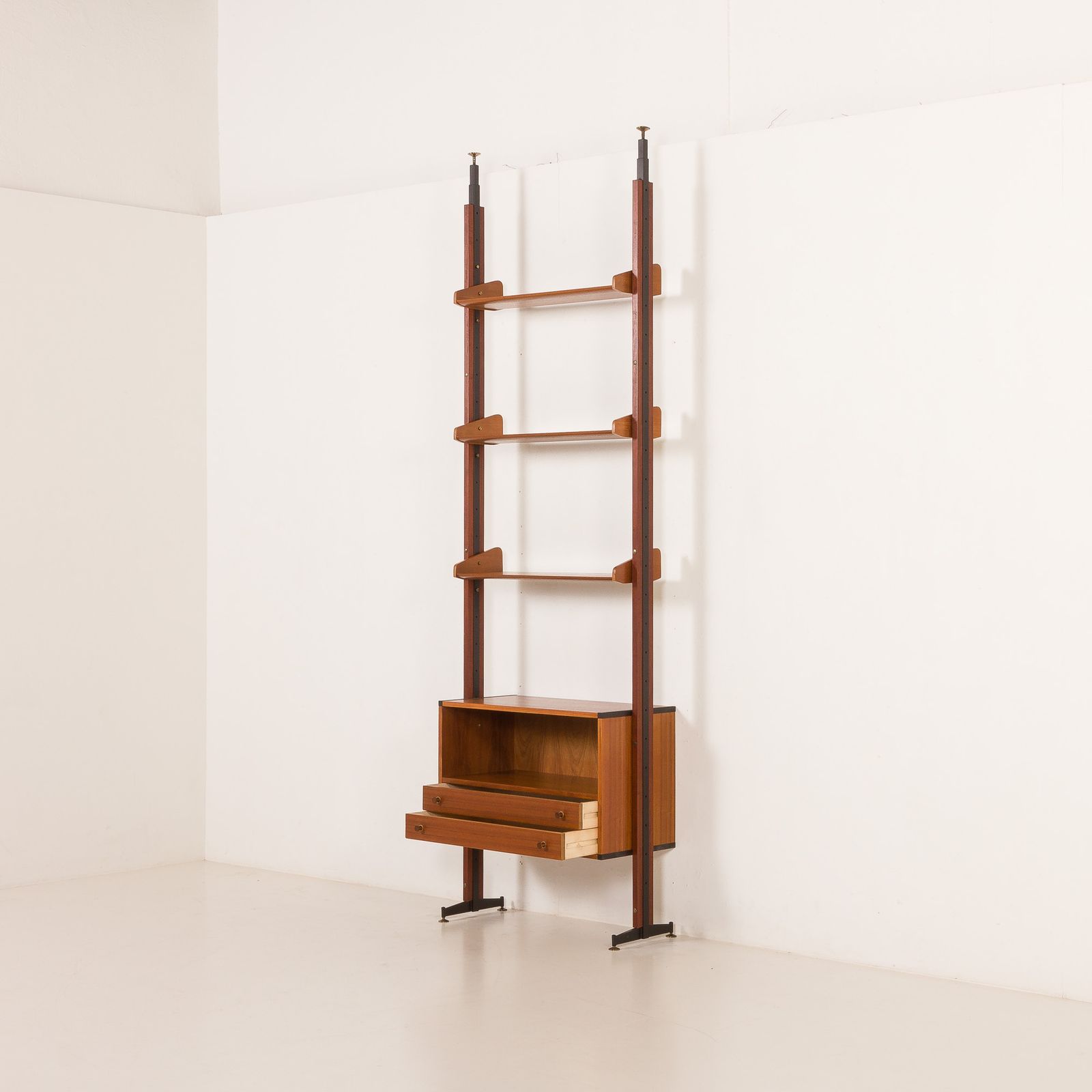 Italian Floor To Ceiling Wall Unit Or Room Divider In Teak, 1960s photo 1909.0