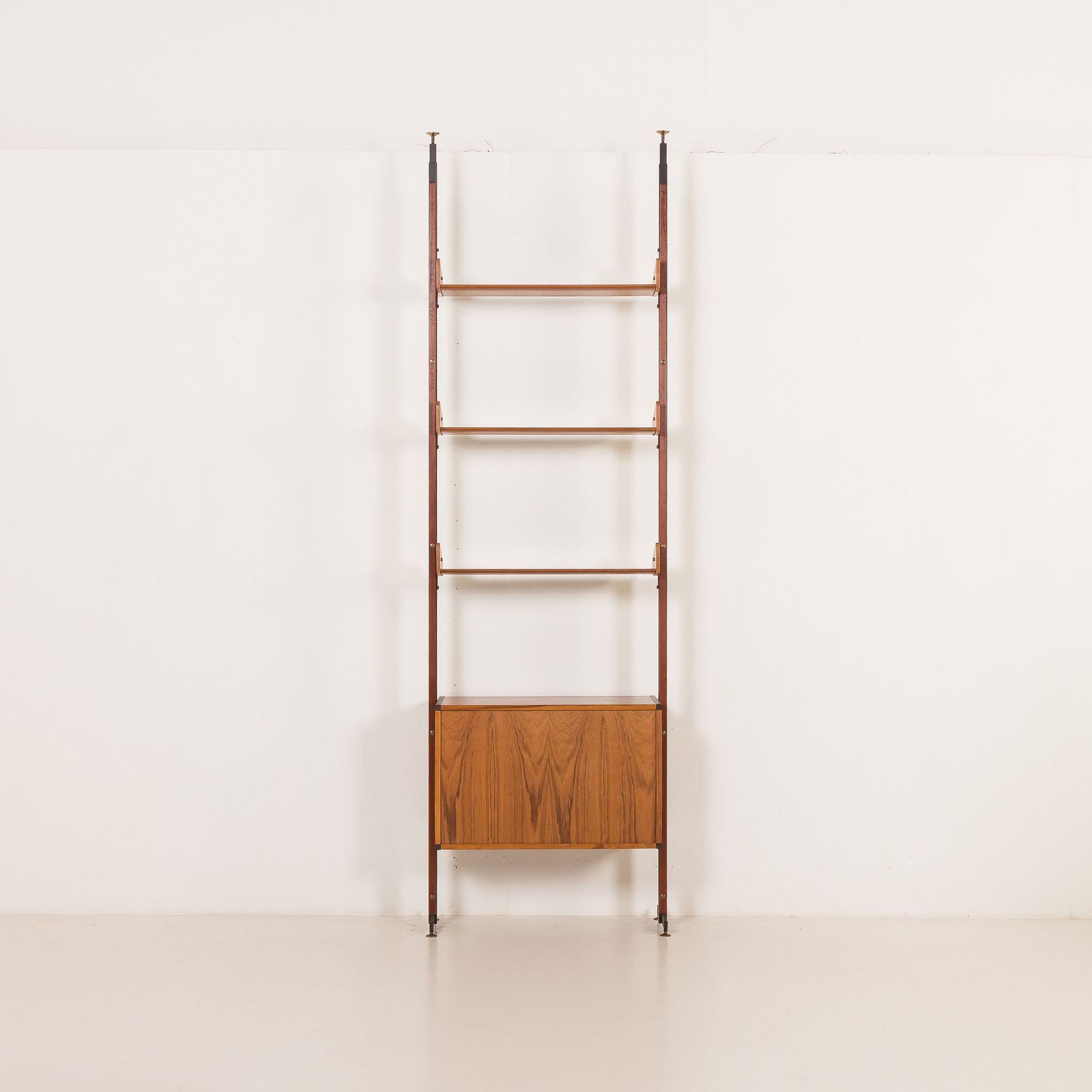 Italian Floor To Ceiling Wall Unit Or Room Divider In Teak, 1960s photo vinterior
