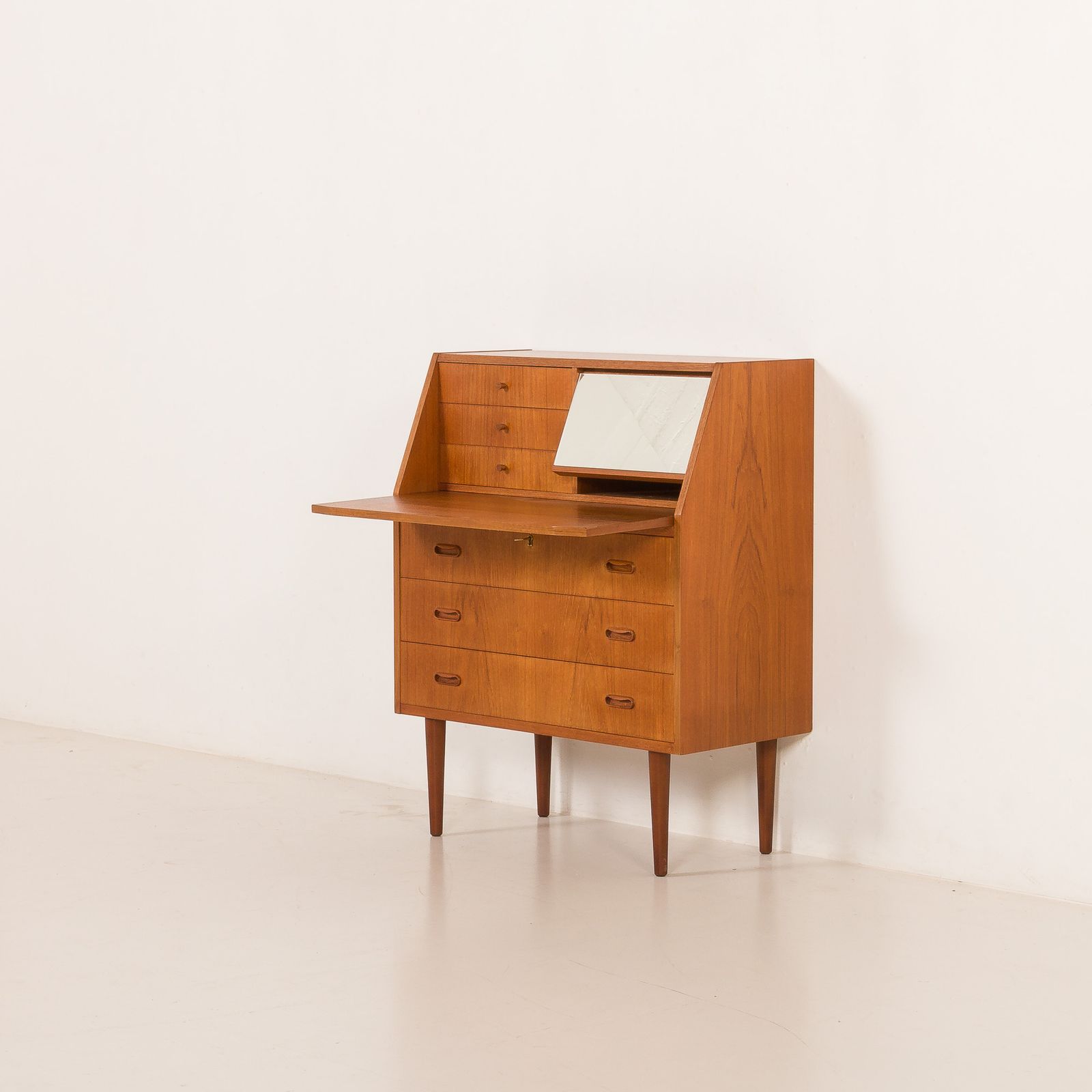 Danish Teak Secretaire With Hidden Vanity, 1960s photo Furniture
