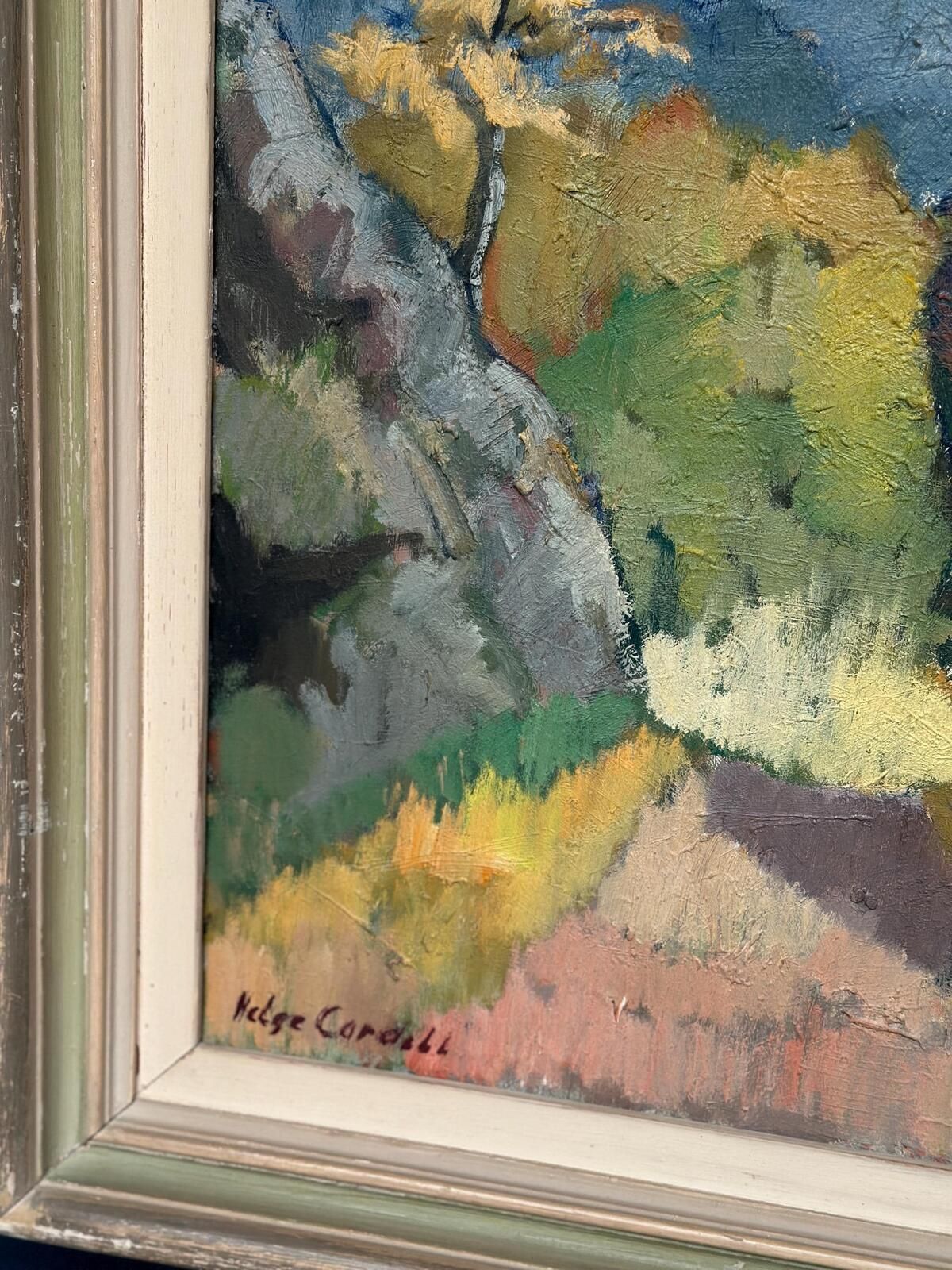 545.0 Original Swedish Oil On Canvas – Höstmotiv Från Koön – Helge Cardell – Vintage & Framed 75 × 85 Cm (29.5" × 33.5") photo