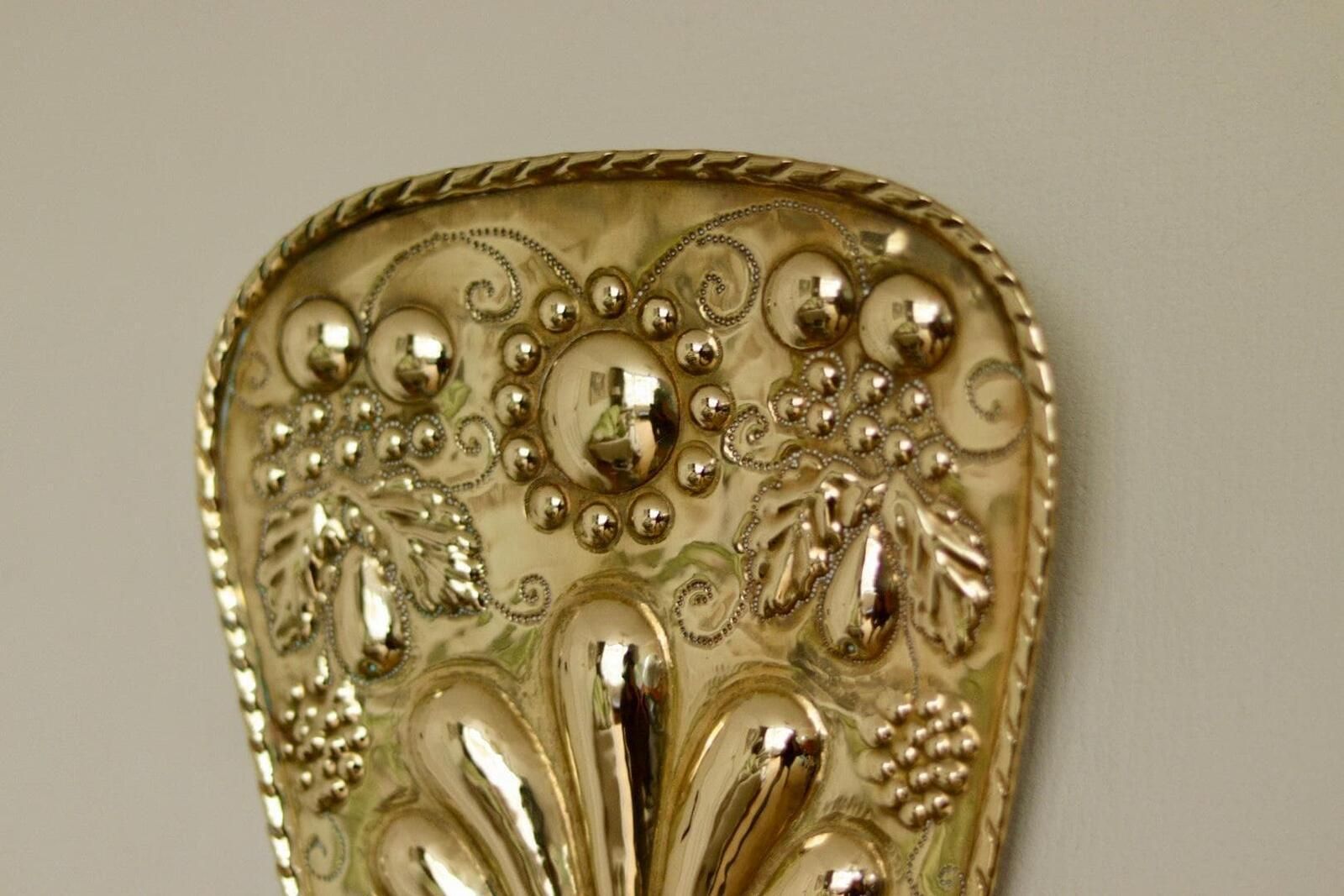 Home Decor Pair Large Baroque Style Mid Century Swedish Brass Sconces photo