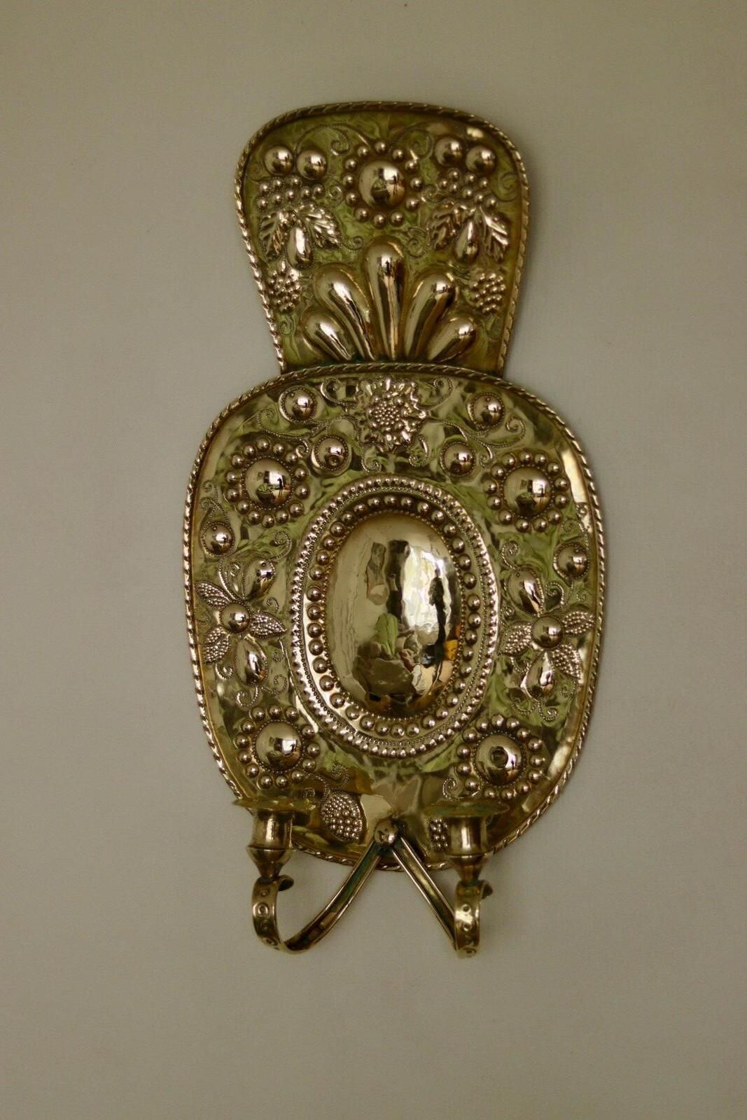photo buy Pair Large Baroque Style Mid Century Swedish Brass Sconces