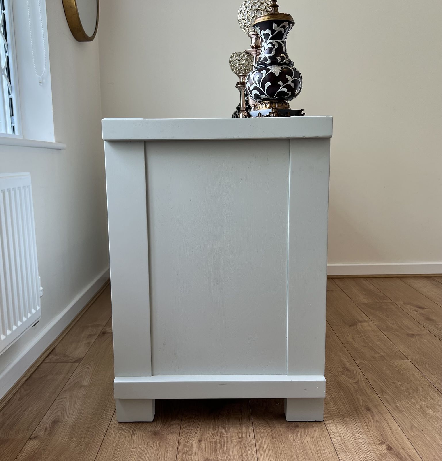 150.0 Premium Solid Wood Light Grey Large Sideboard Modern Furniture Rrp  £650! photo