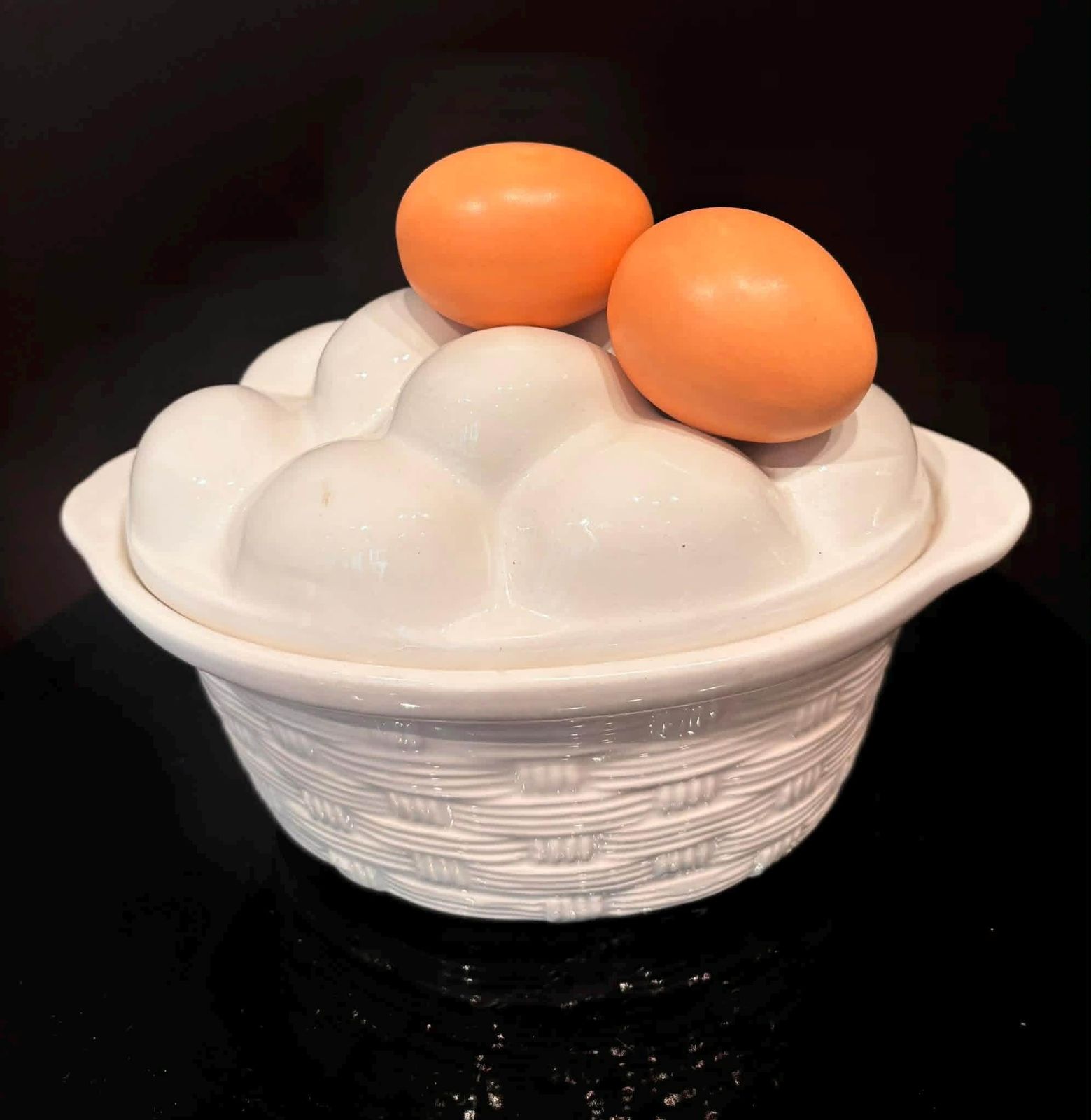 Home Decor Vintage Italian Majolica Egg Tureen With Lid – Mid Century Ceramic Bowl, Farmhouse Kitchen Decor photo