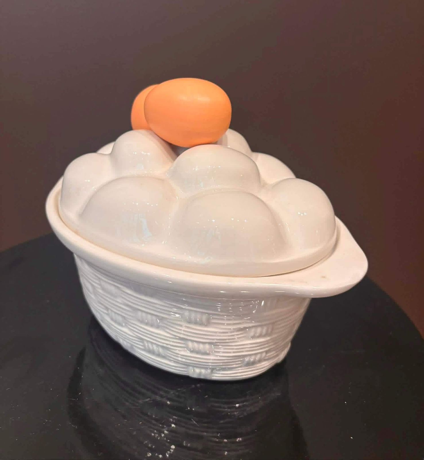 photo buy Vintage Italian Majolica Egg Tureen With Lid – Mid Century Ceramic Bowl, Farmhouse Kitchen Decor