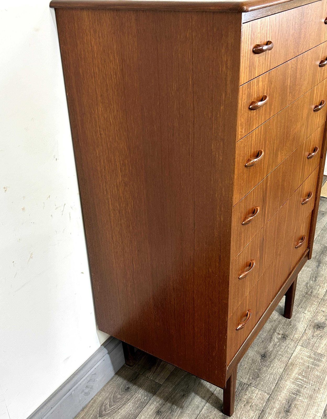 photo furniture Stylish Mid Century Teak Tallboy Chest Of 6 Drawers Homeworthy 1960's Refinished