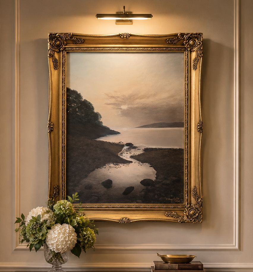 Stunning Isle Of Bute Acrylic Painting Scottish Landscape Moonlit Loch photo furniture