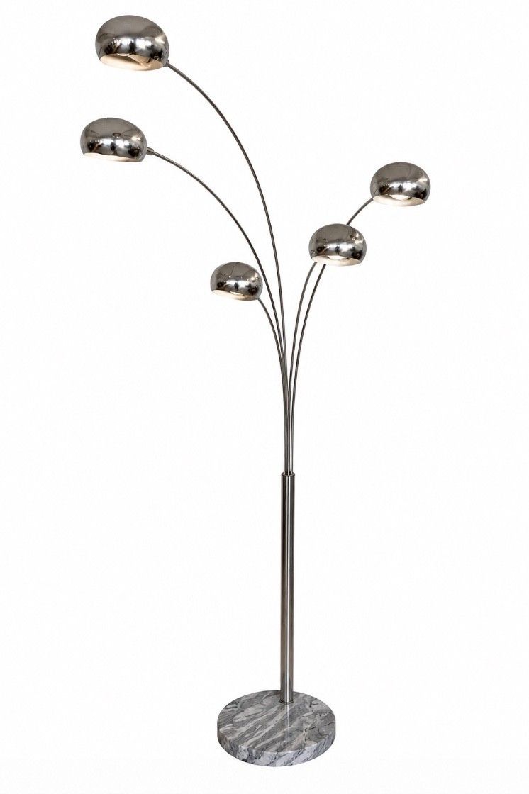 Vintage Swedish Cottex 5 Arm Chrome Arc Floor Lamp With Marble Base – 1970s photo for sale