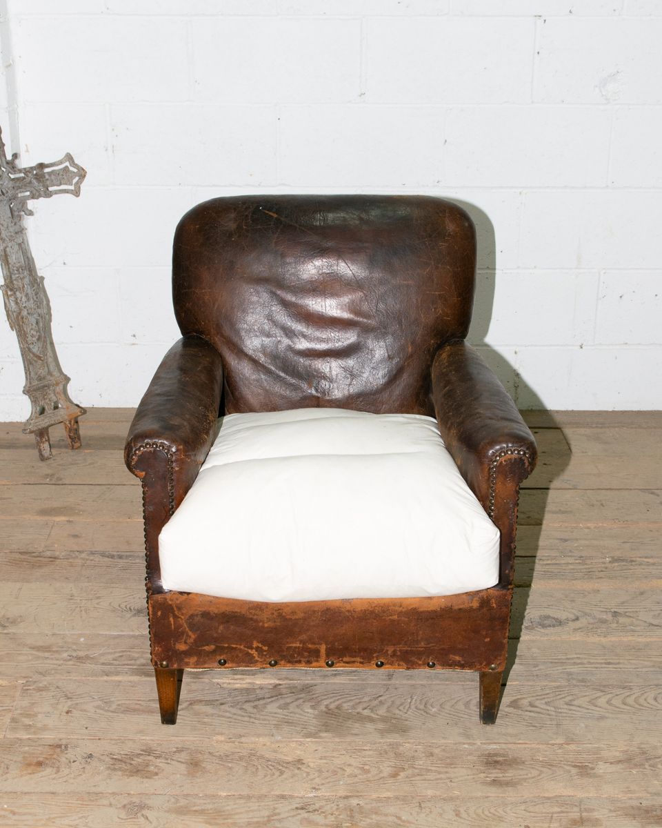 photo vinterior Leather Club Armchair, 1920s, Vintage