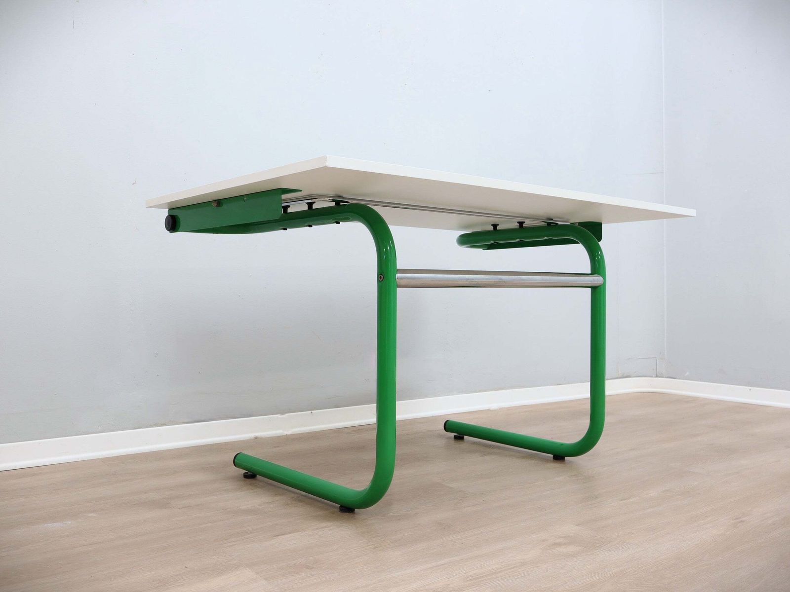 1960s Bieffeplast Vintage Green Metal Frame Desk photo furniture