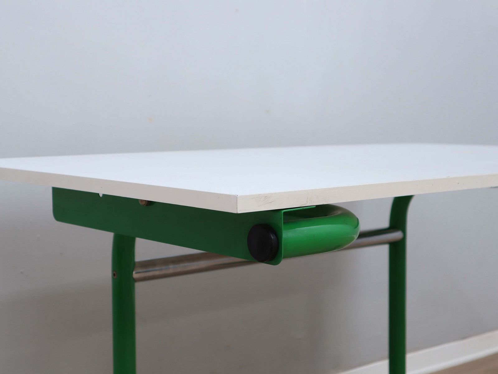 1960s Bieffeplast Vintage Green Metal Frame Desk photo vinterior