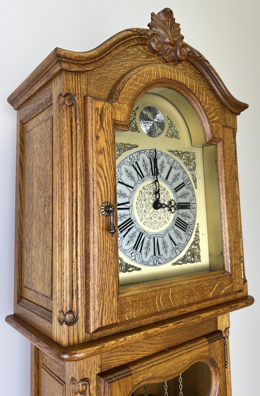 Grandfather Clock Vintage French Style Oak Carved Decorative Clock Lot 6096 photo furniture