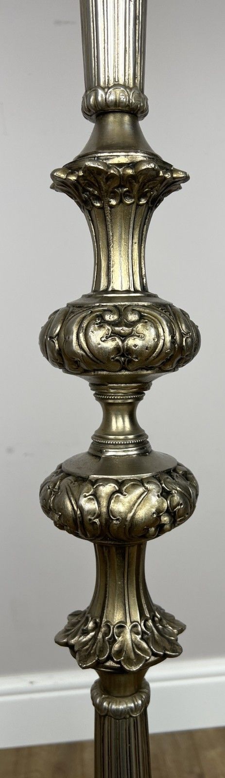 photo for sale Floor Lamp Vintage French Ornate Metal Standing Lamp With Tassel Shade Lot 6087
