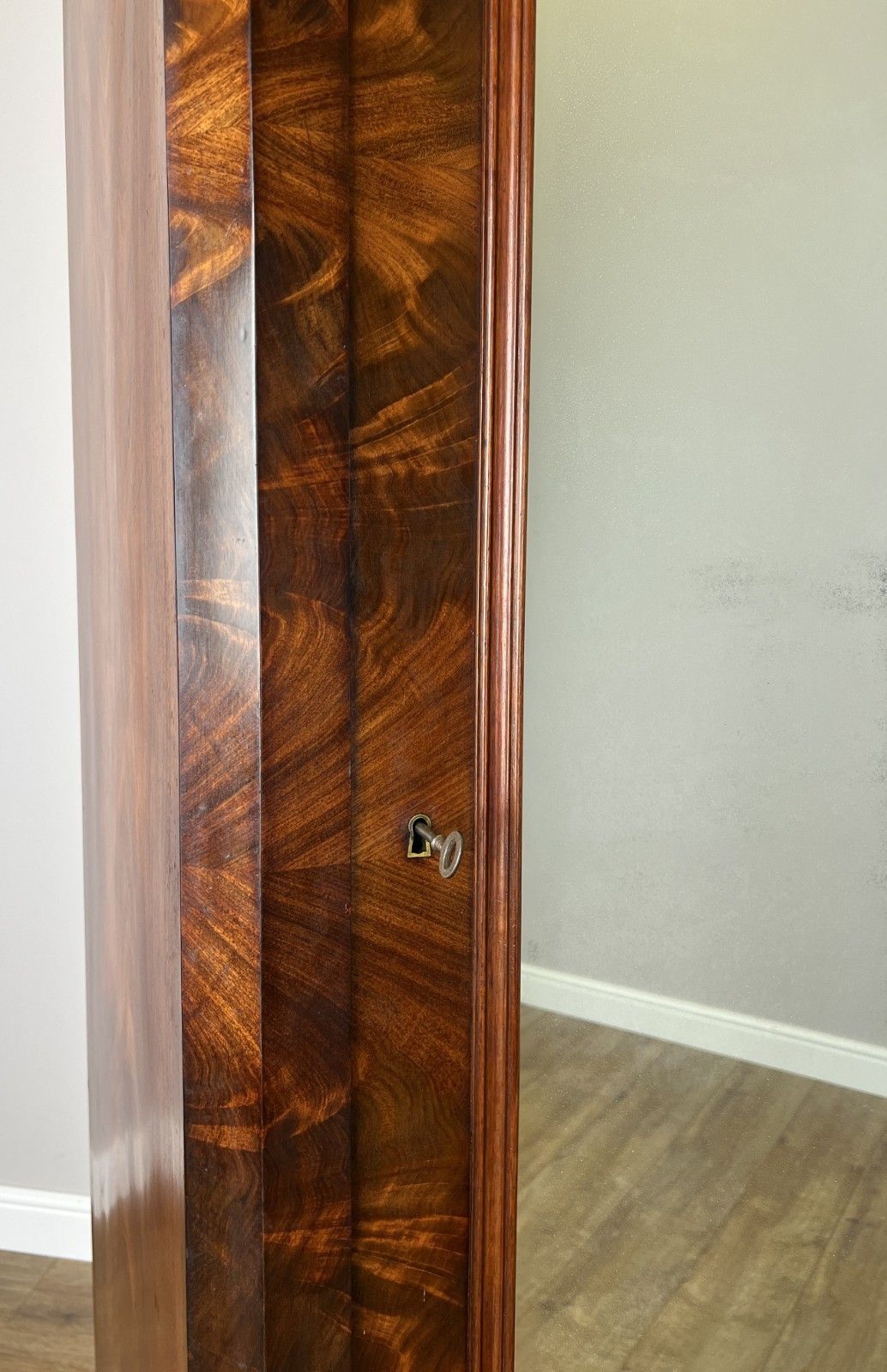 Wardrobe Antique French Burr Walnut Mirrored Two Drawer Armoire Cabinet Lot 6098 photo vinterior