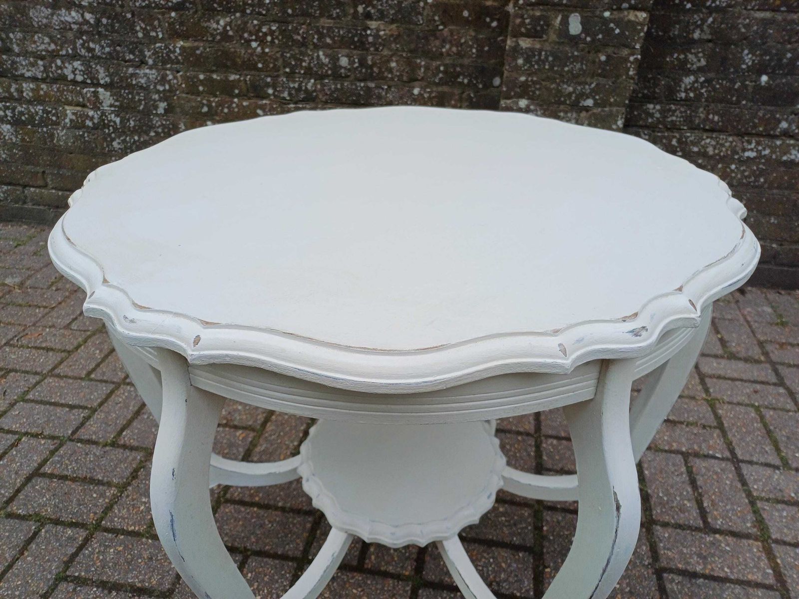 Large Antique Victorian Painted Occasional Table Farrow & Ball Wimborne White Shabby Chic Circular Side Table photo for sale