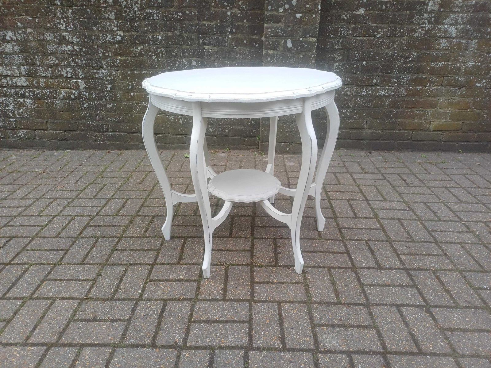 Large Antique Victorian Painted Occasional Table Farrow & Ball Wimborne White Shabby Chic Circular Side Table photo Furniture