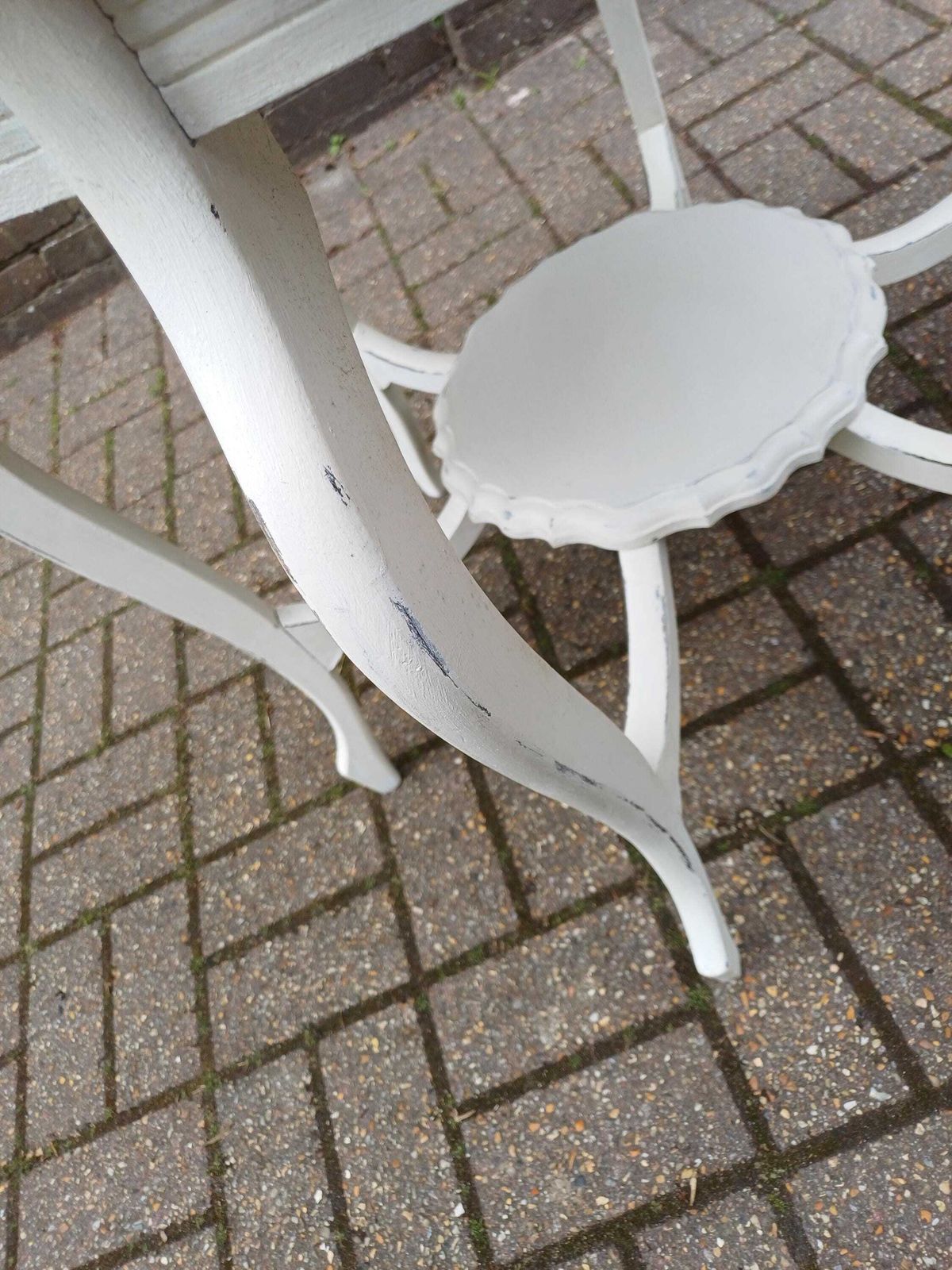 photo for sale Large Antique Victorian Painted Occasional Table Farrow & Ball Wimborne White Shabby Chic Circular Side Table