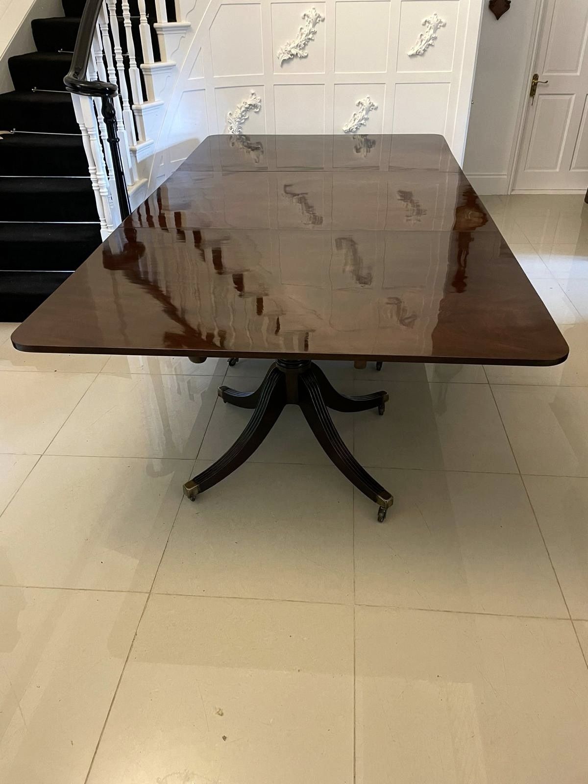 Large Antique 19th Centuryoutstanding Quality Figured Mahogany 3 Pilar Dining Table photo buy