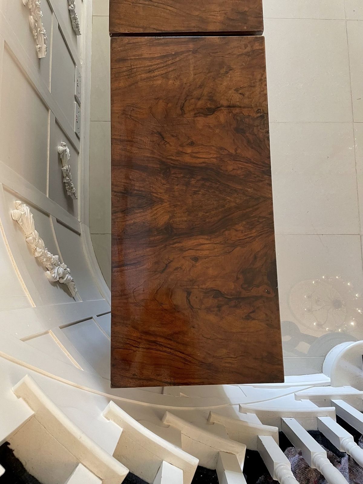 Outstanding Quality Pair Of Antique 19th Century Inlaid Burr Walnut And Porcelain Mounted Pier Cabinets photo for sale