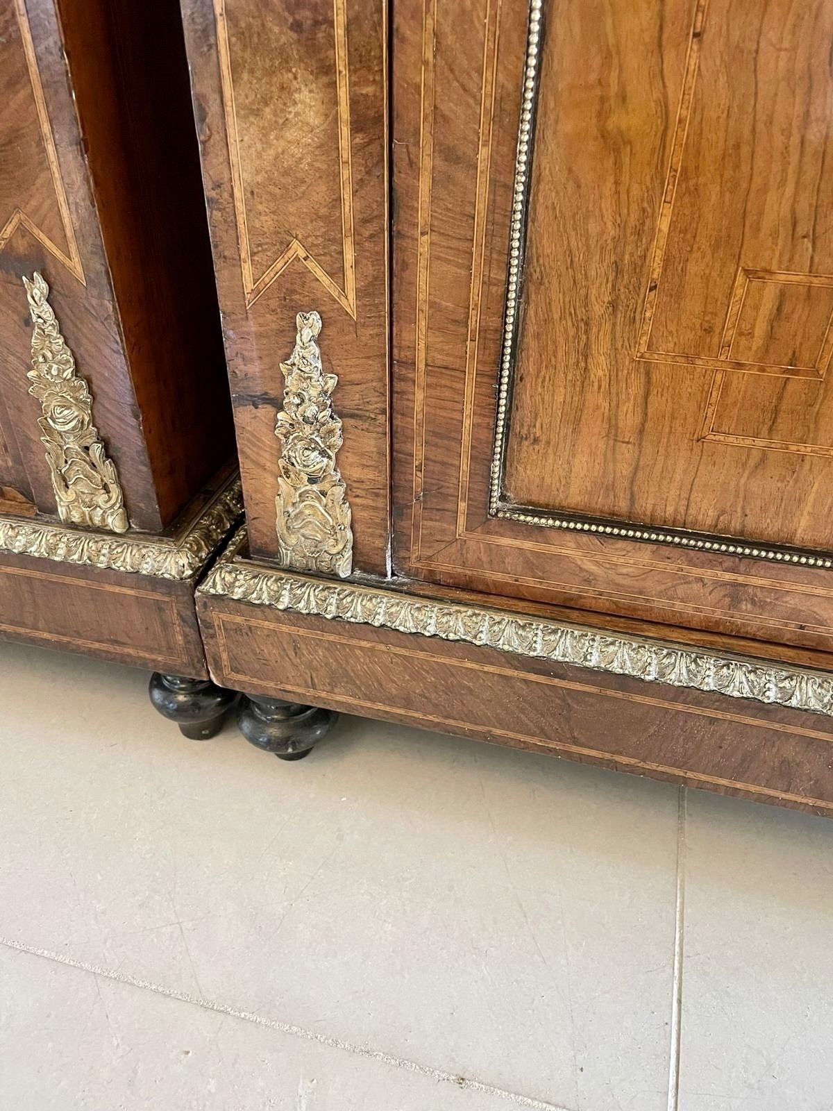 Outstanding Quality Pair Of Antique 19th Century Inlaid Burr Walnut And Porcelain Mounted Pier Cabinets photo vinterior